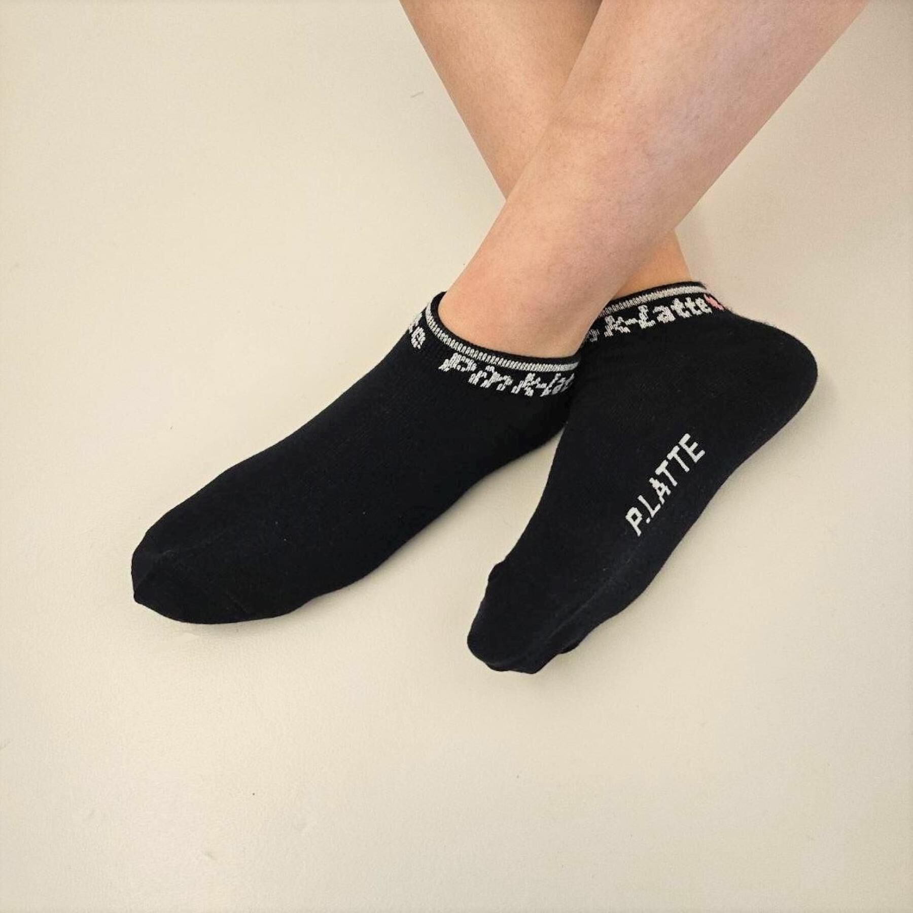 PINK-latte「リブロゴショート丈ソックス」|ソックス|ブラック(019)