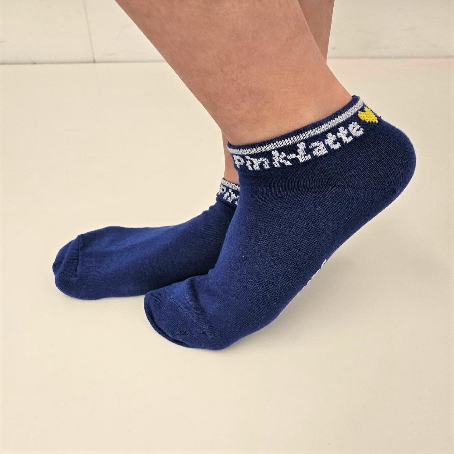 PINK-latte「リブロゴショート丈ソックス」|ソックス|ブルー(093)