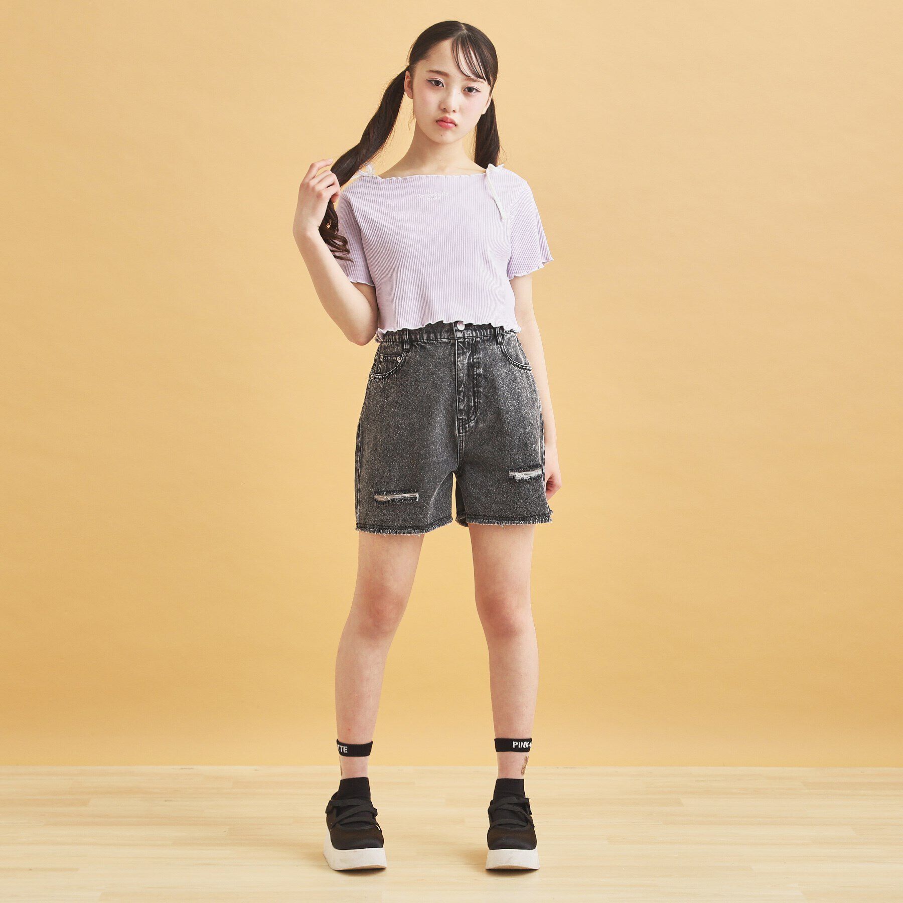 PINK-latte「【セットアイテム】オフショルテレコTシャツ＋テレコキャミ」|その他|