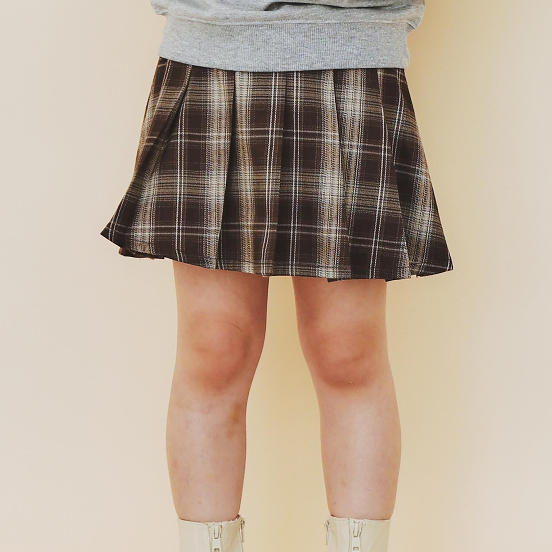 THE SHOP TK「【110-160】チェックスカートパンツ」|スカート|ブラウン(243)
