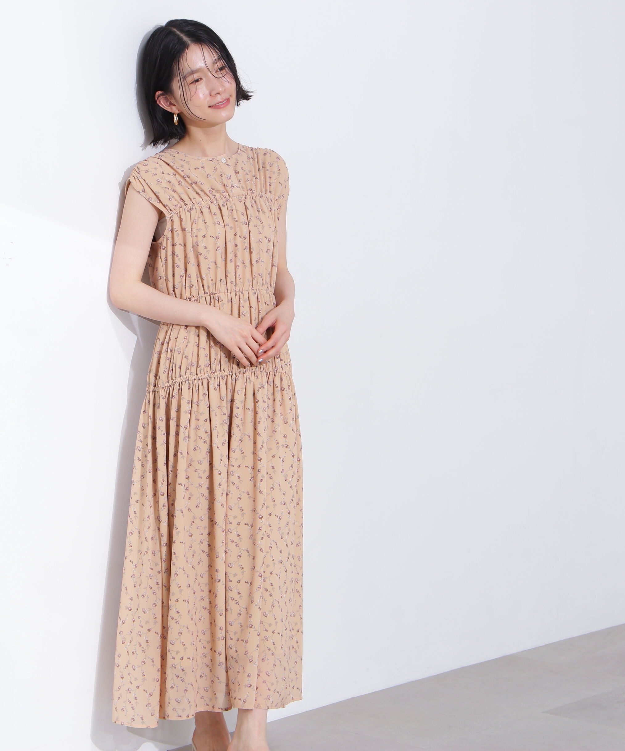  「シフォンフラワープリントワンピース」|ワンピース|