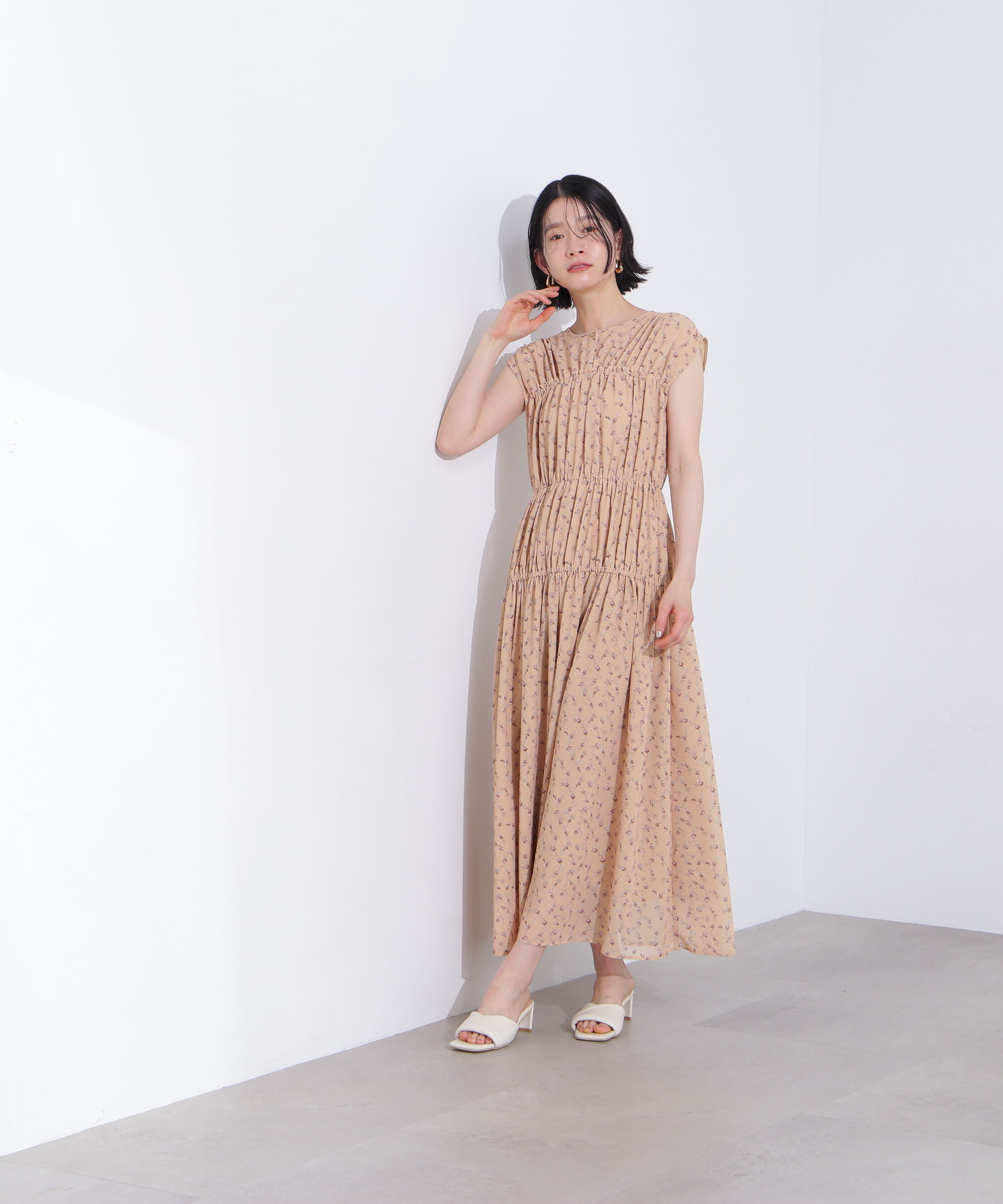  「シフォンフラワープリントワンピース」|ワンピース|