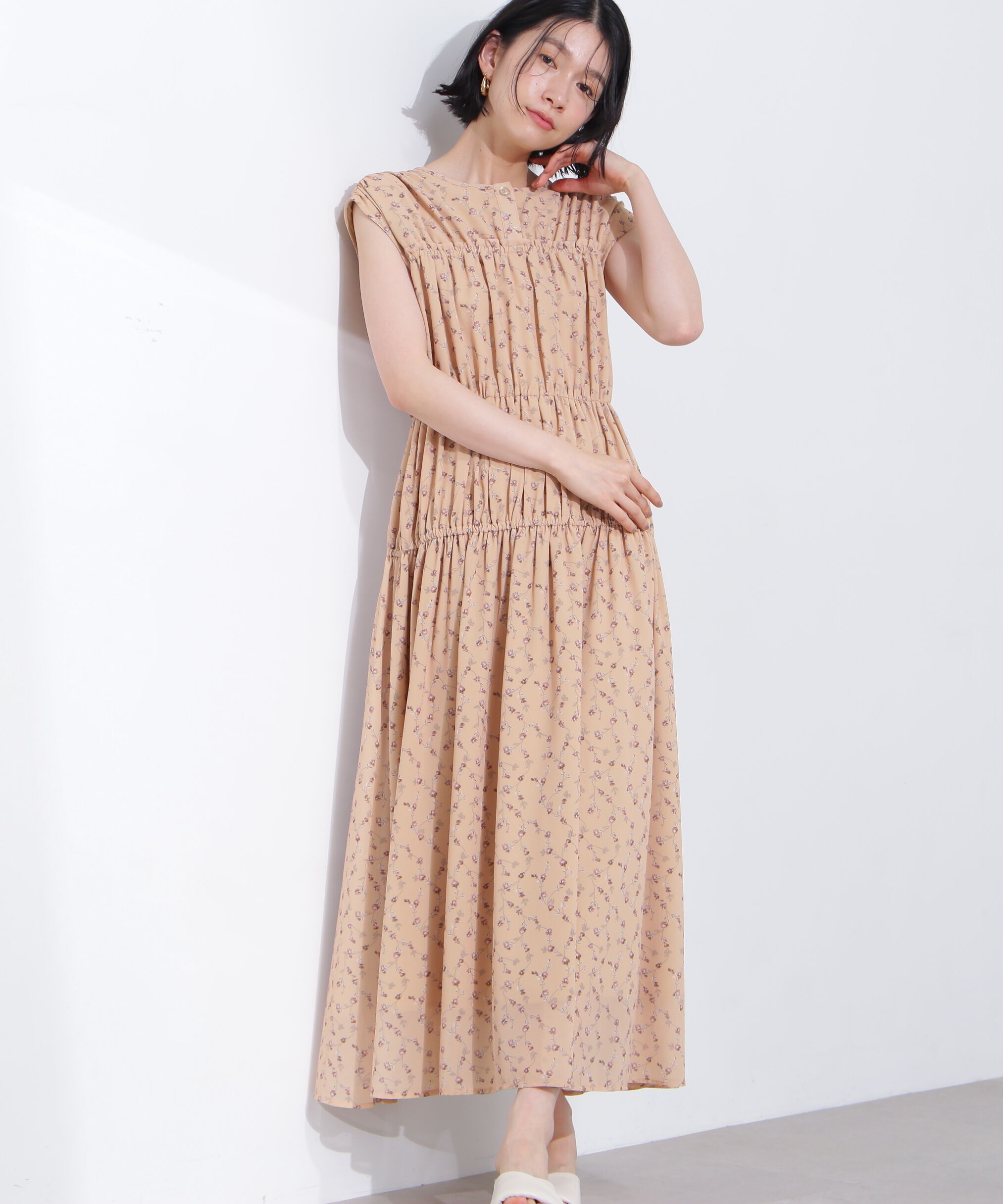  「シフォンフラワープリントワンピース」|ワンピース|