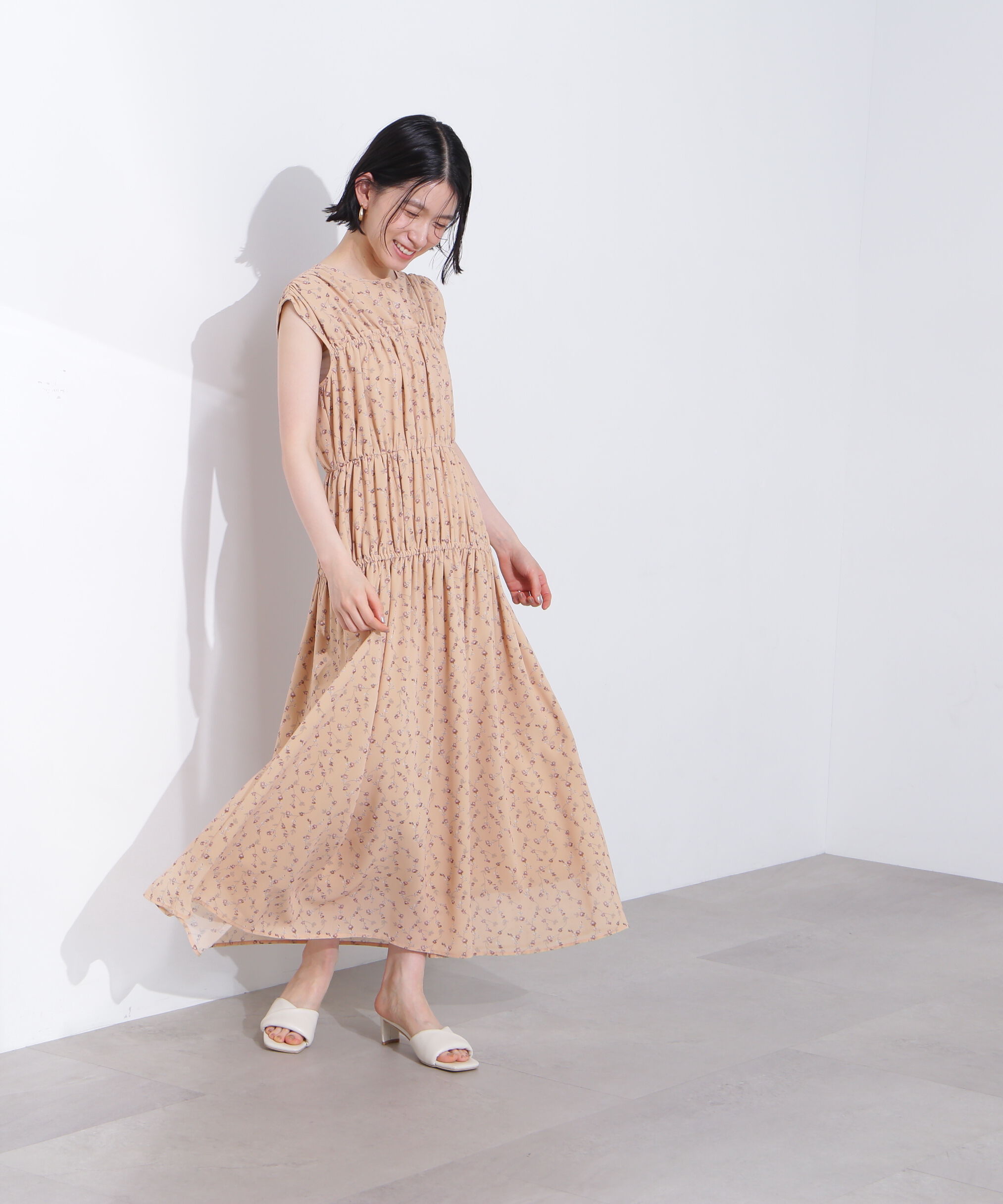  「シフォンフラワープリントワンピース」|ワンピース|