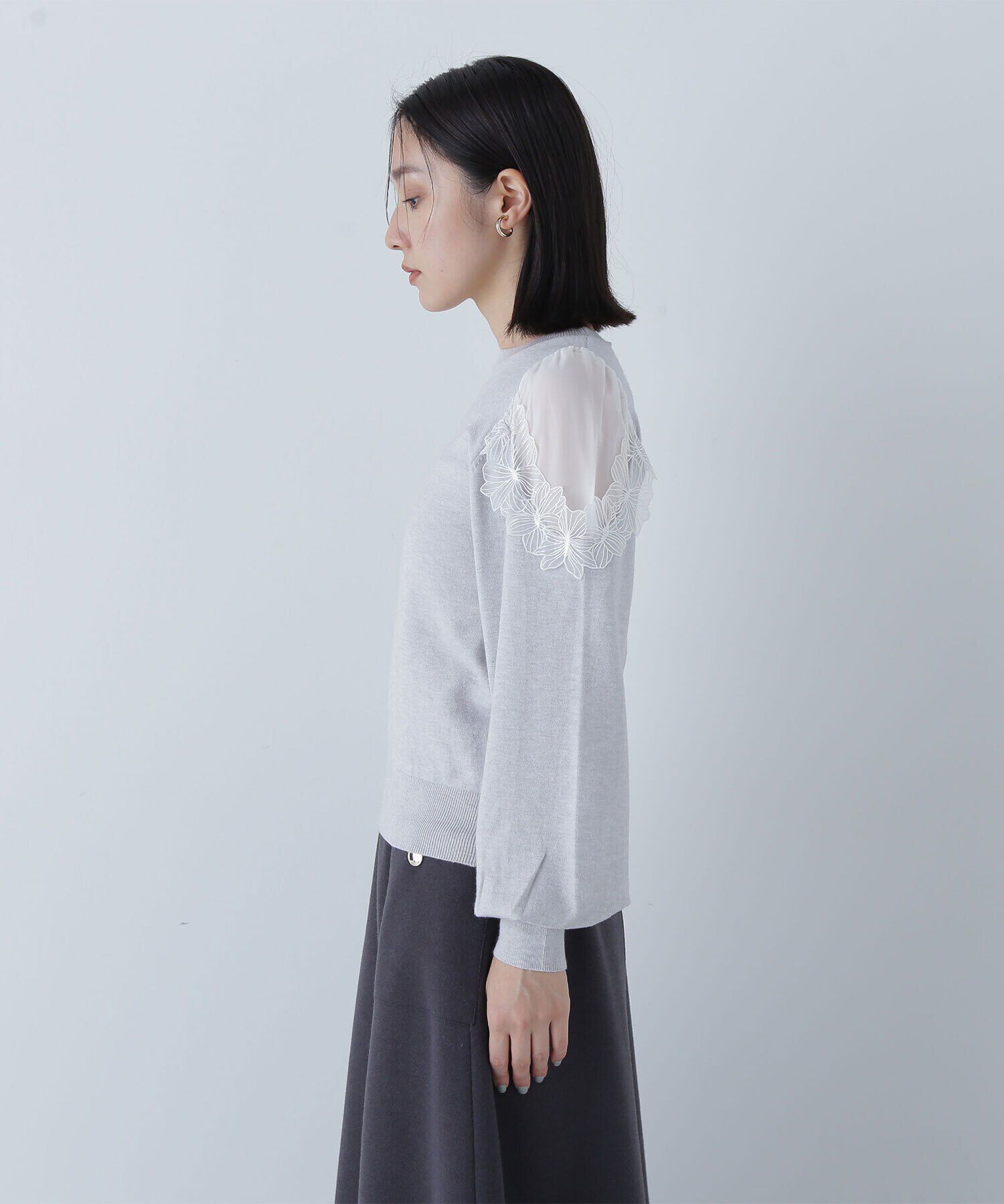  「フラワーレーストリミングニット」|ニット・セーター|