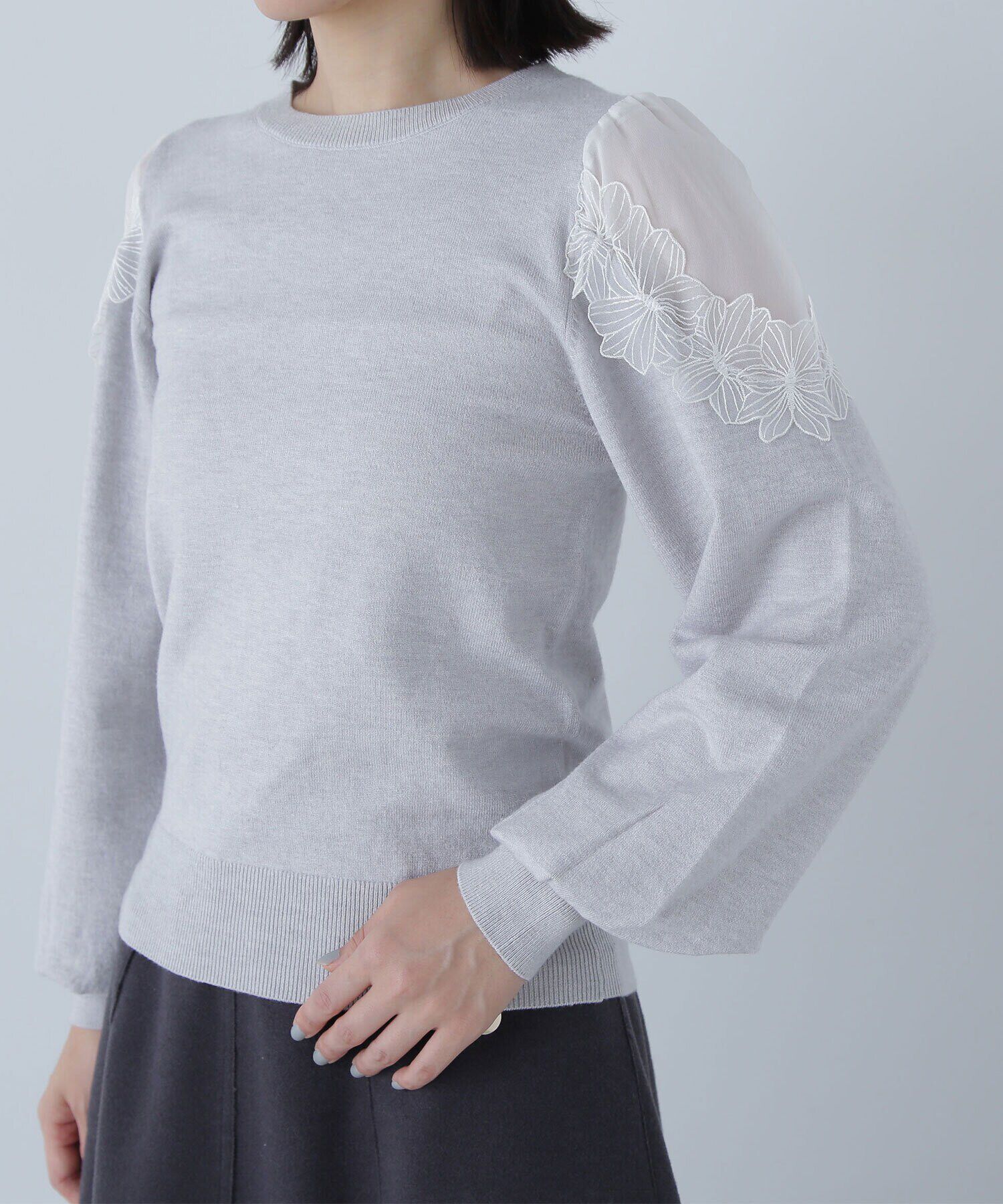  「フラワーレーストリミングニット」|ニット・セーター|