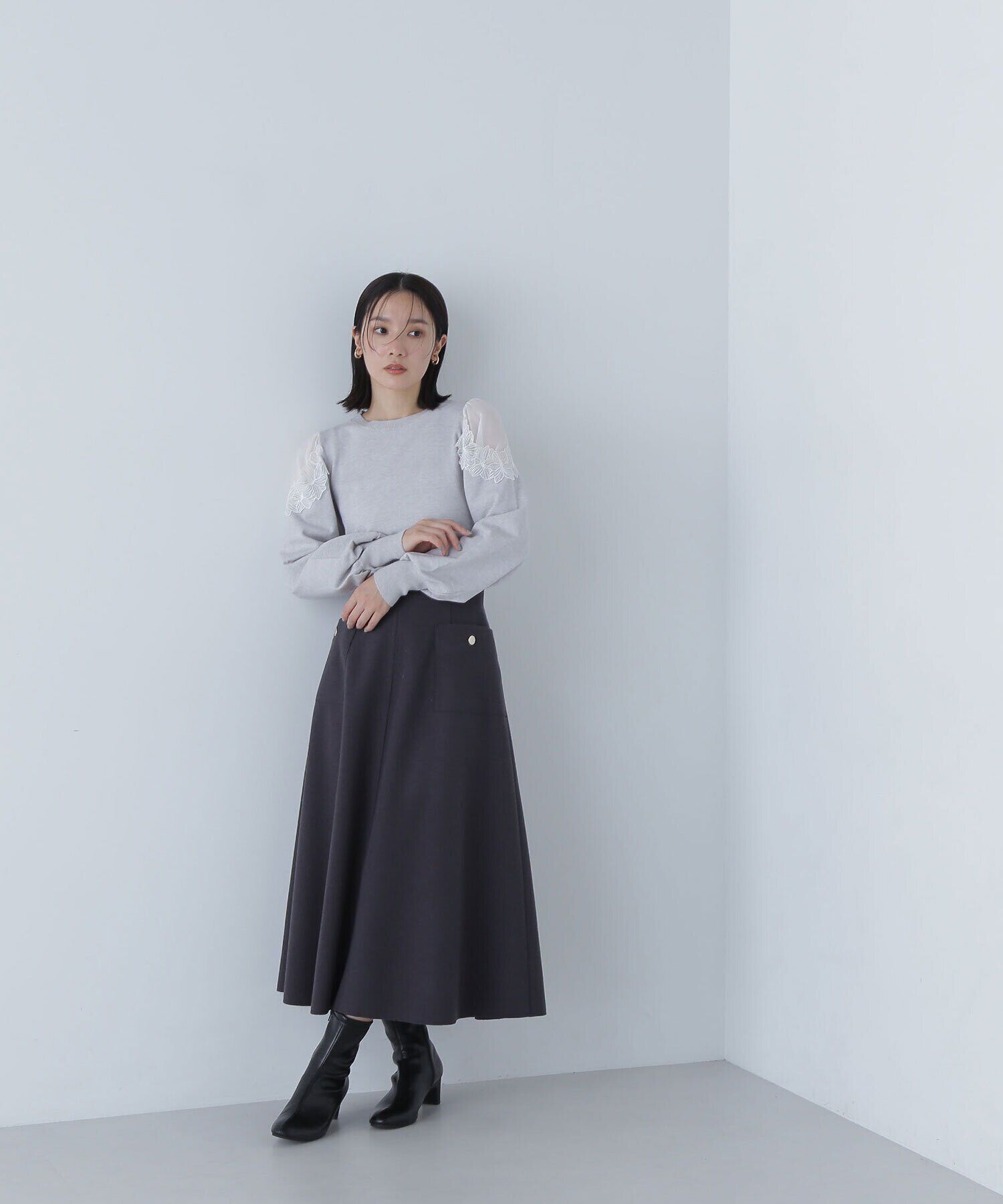  「フラワーレーストリミングニット」|ニット・セーター|