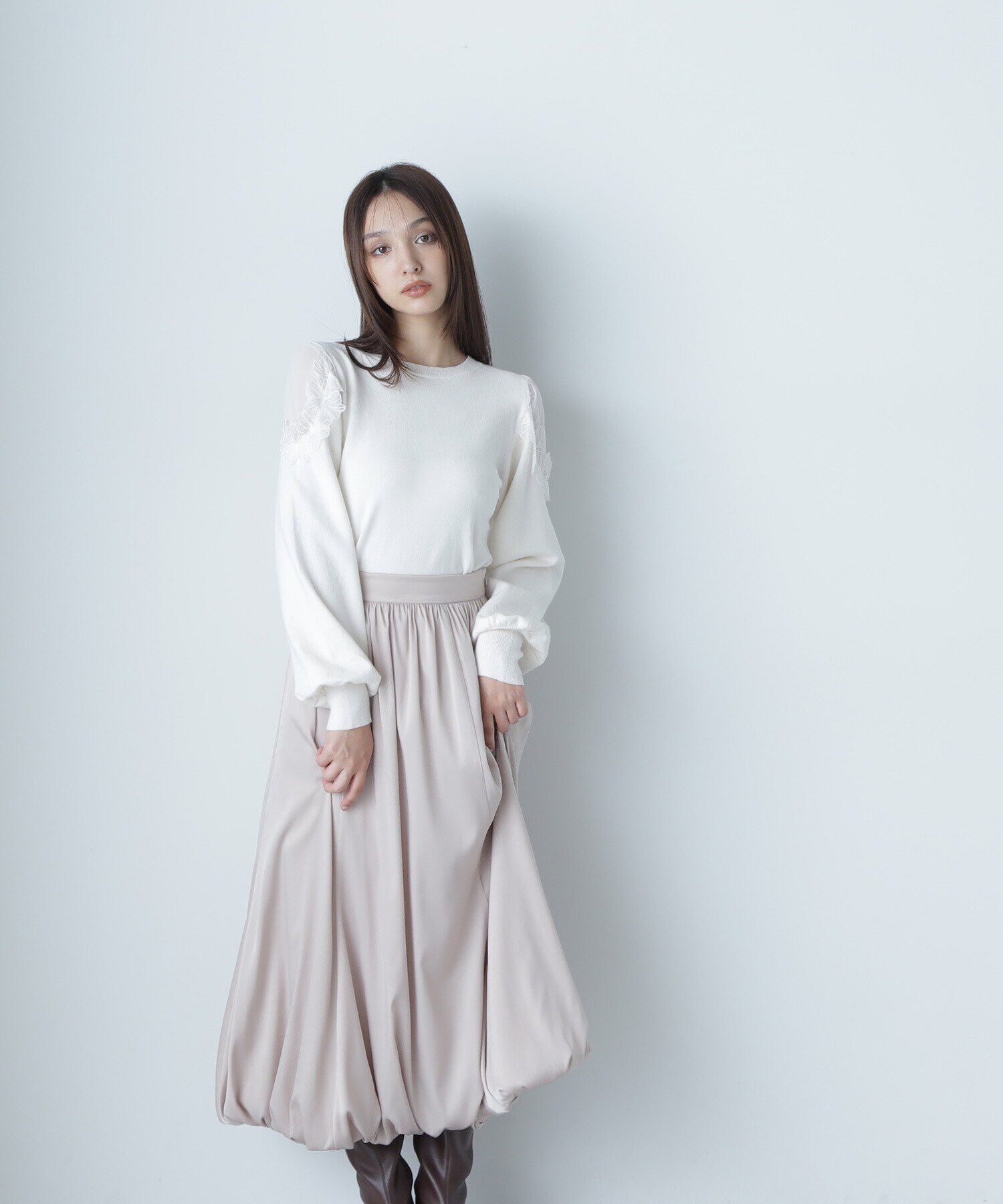  「フラワーレーストリミングニット」|ニット・セーター|