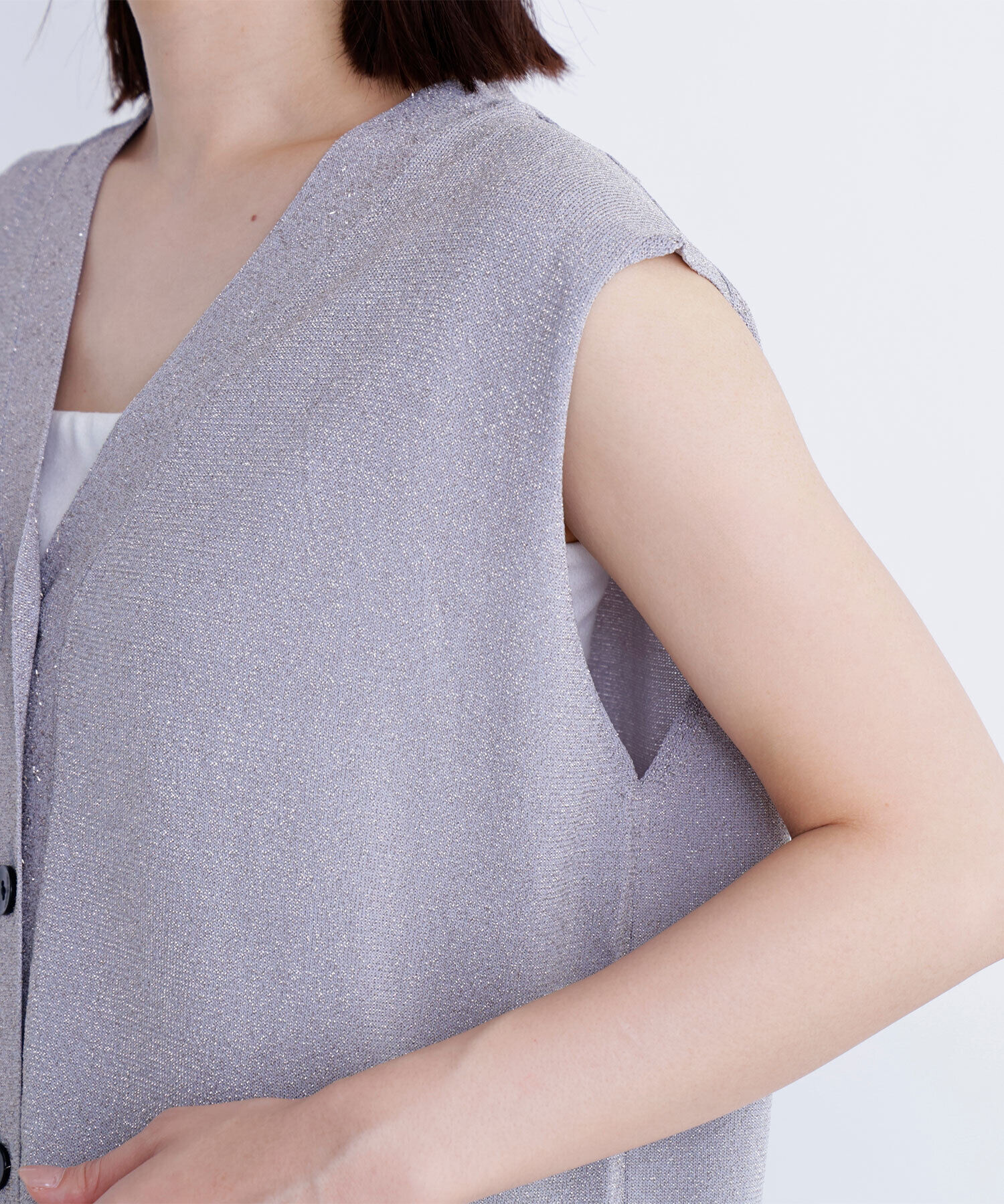  「スパークVネックニットベスト」|ニット・セーター|