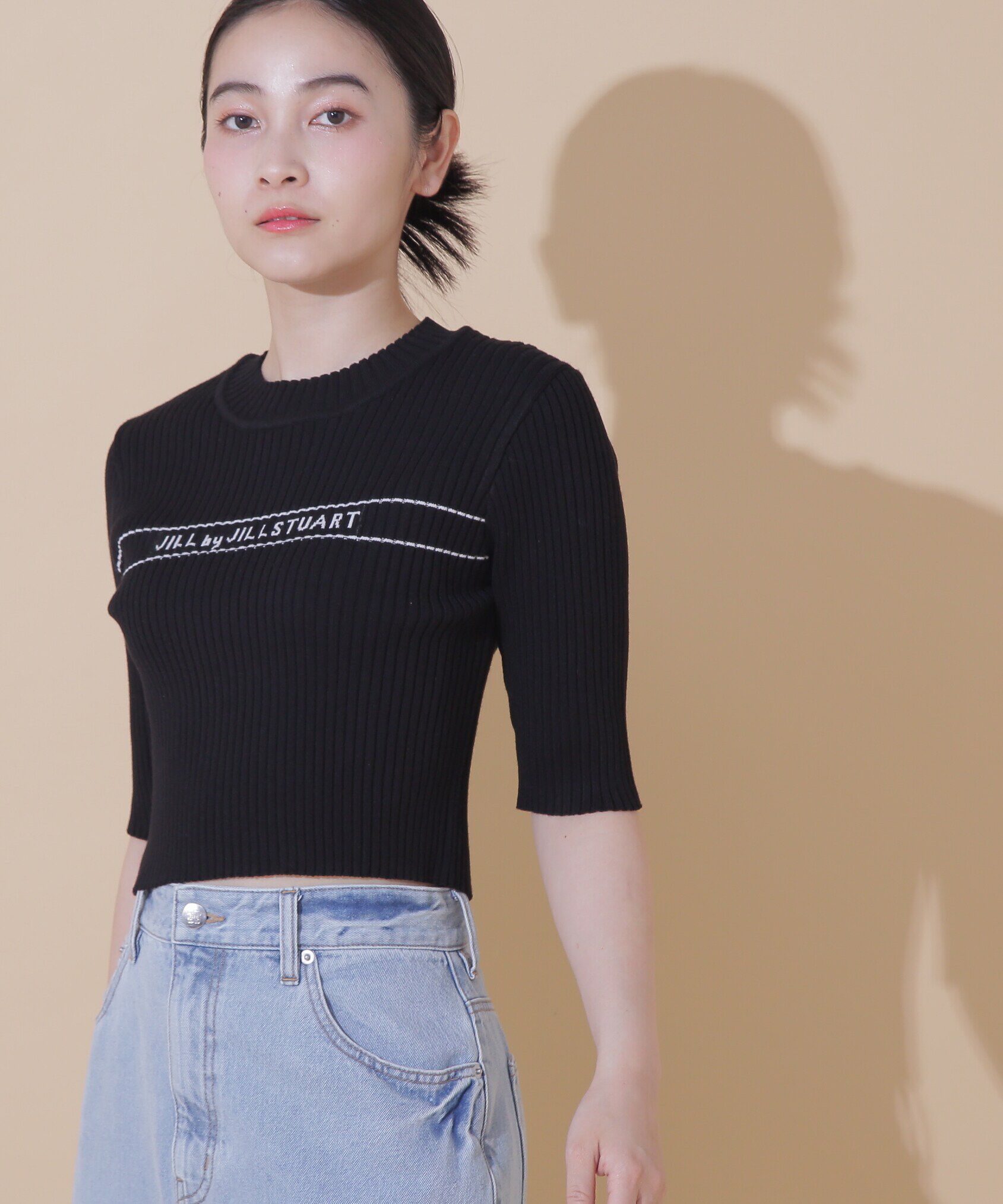  「ロゴジャガードコンパクトニット」|ニット・セーター|ブラック