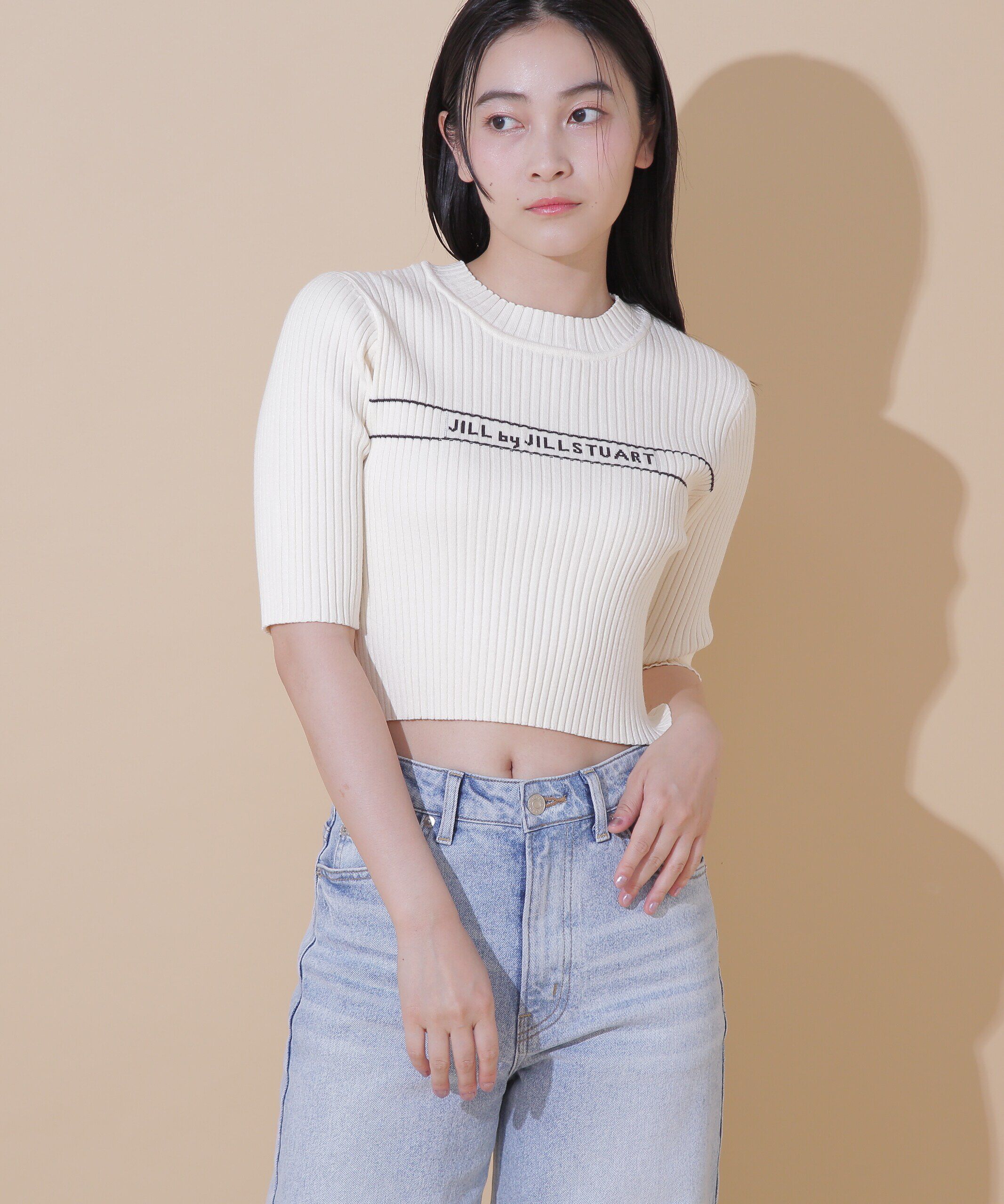  「ロゴジャガードコンパクトニット」|ニット・セーター|エクリュ1