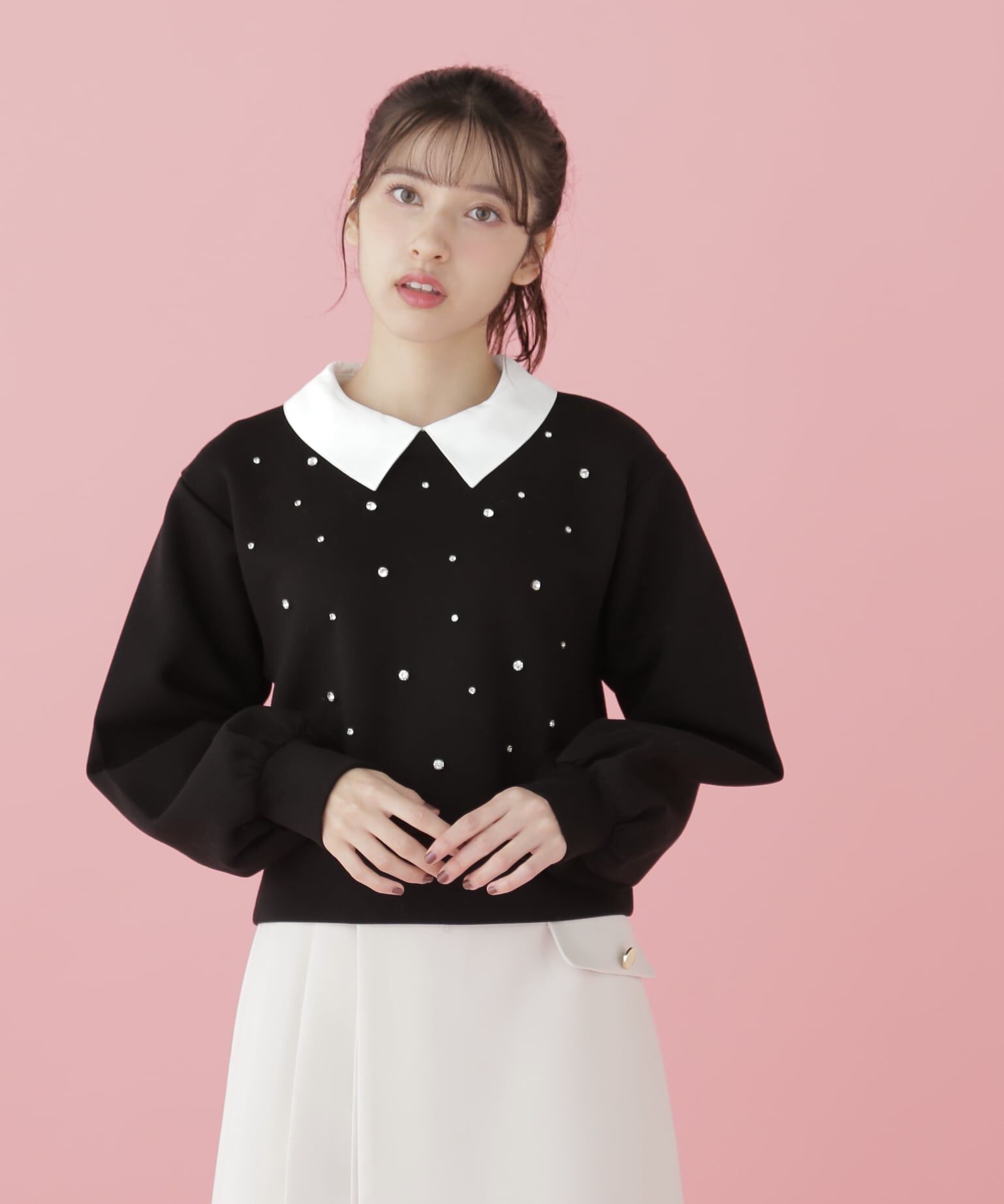  「襟付き2wayビジュースウェット」|Tシャツ・カットソー|