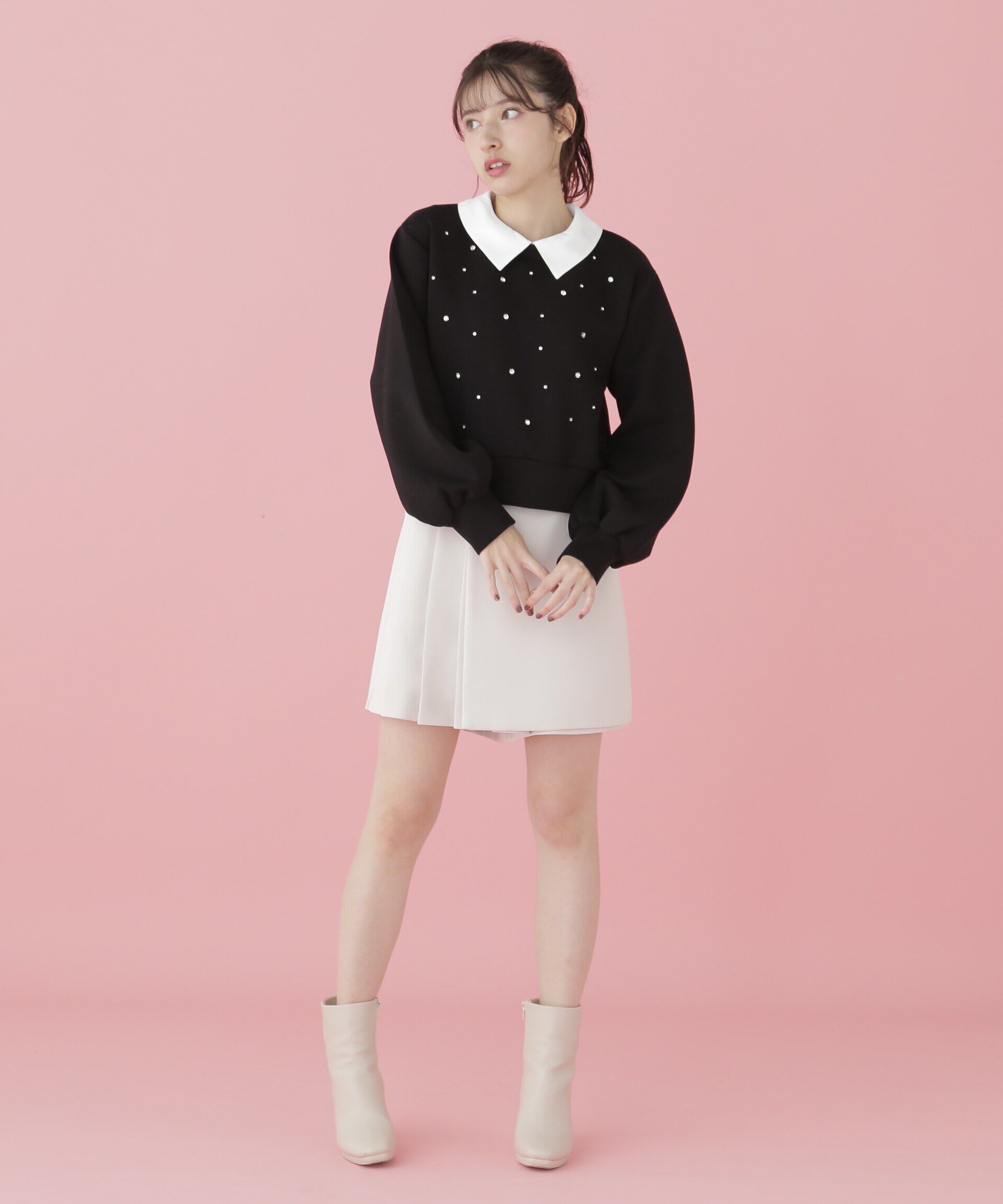  「襟付き2wayビジュースウェット」|Tシャツ・カットソー|