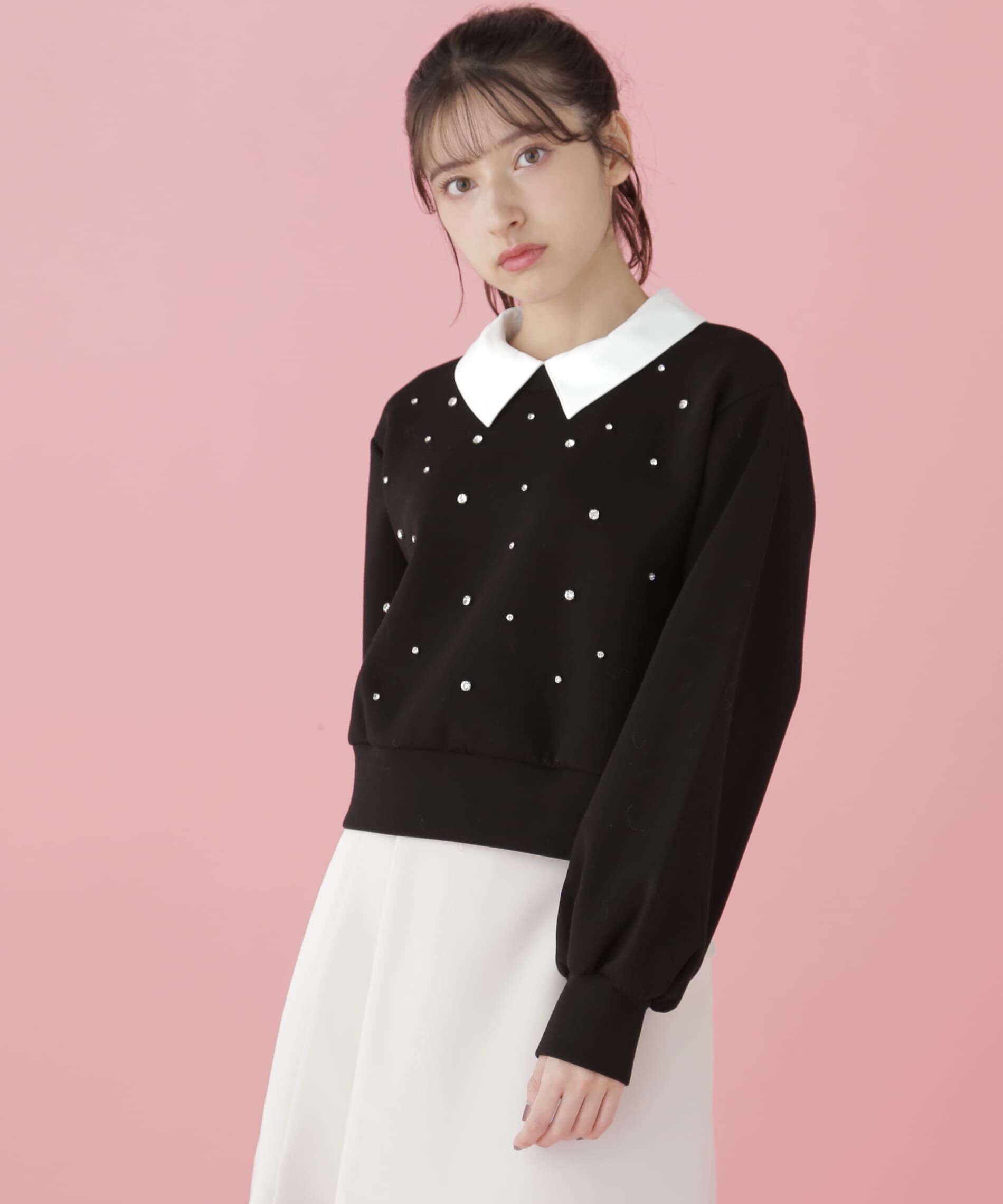  「襟付き2wayビジュースウェット」|Tシャツ・カットソー|