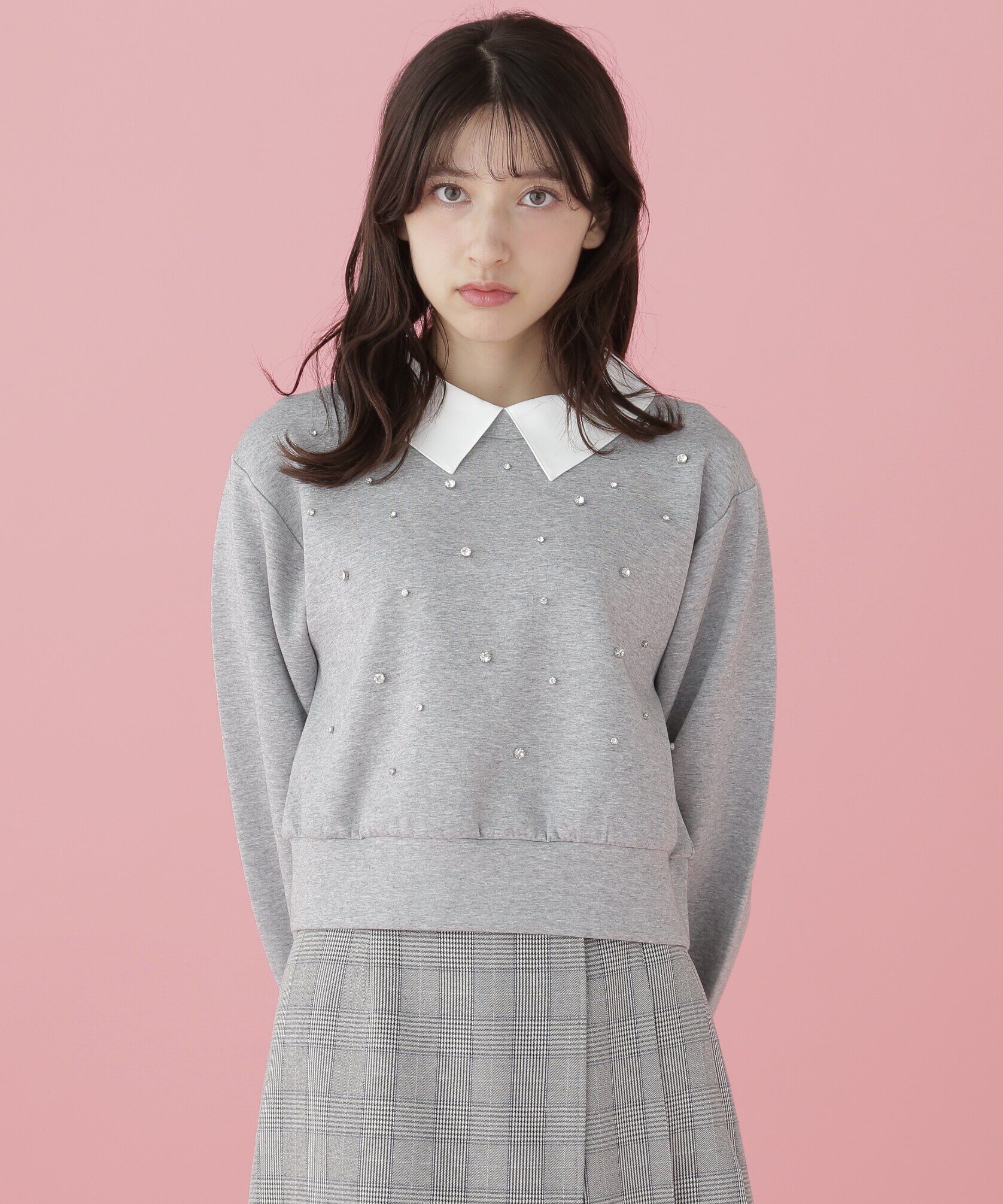  「襟付き2wayビジュースウェット」|Tシャツ・カットソー|