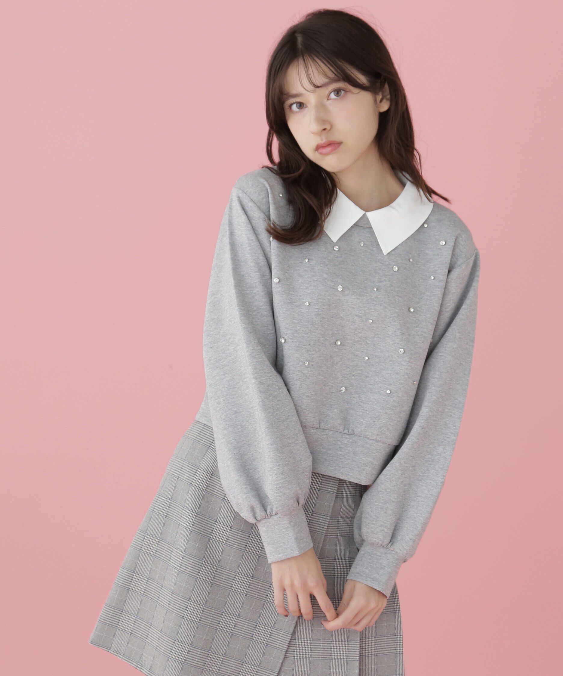  「襟付き2wayビジュースウェット」|Tシャツ・カットソー|