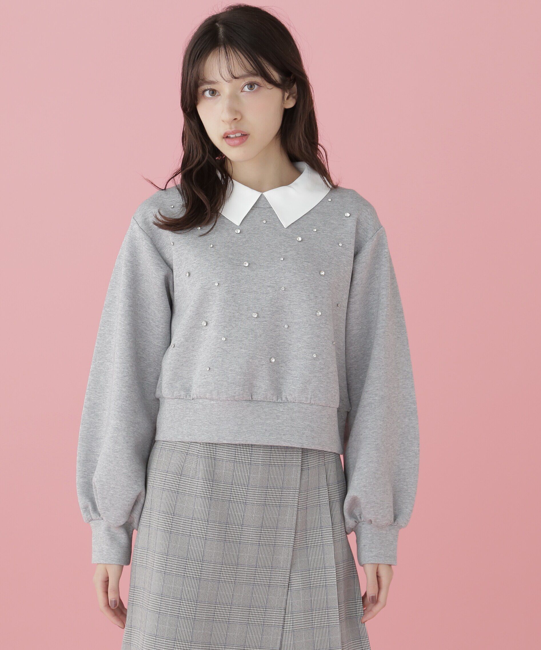  「襟付き2wayビジュースウェット」|Tシャツ・カットソー|