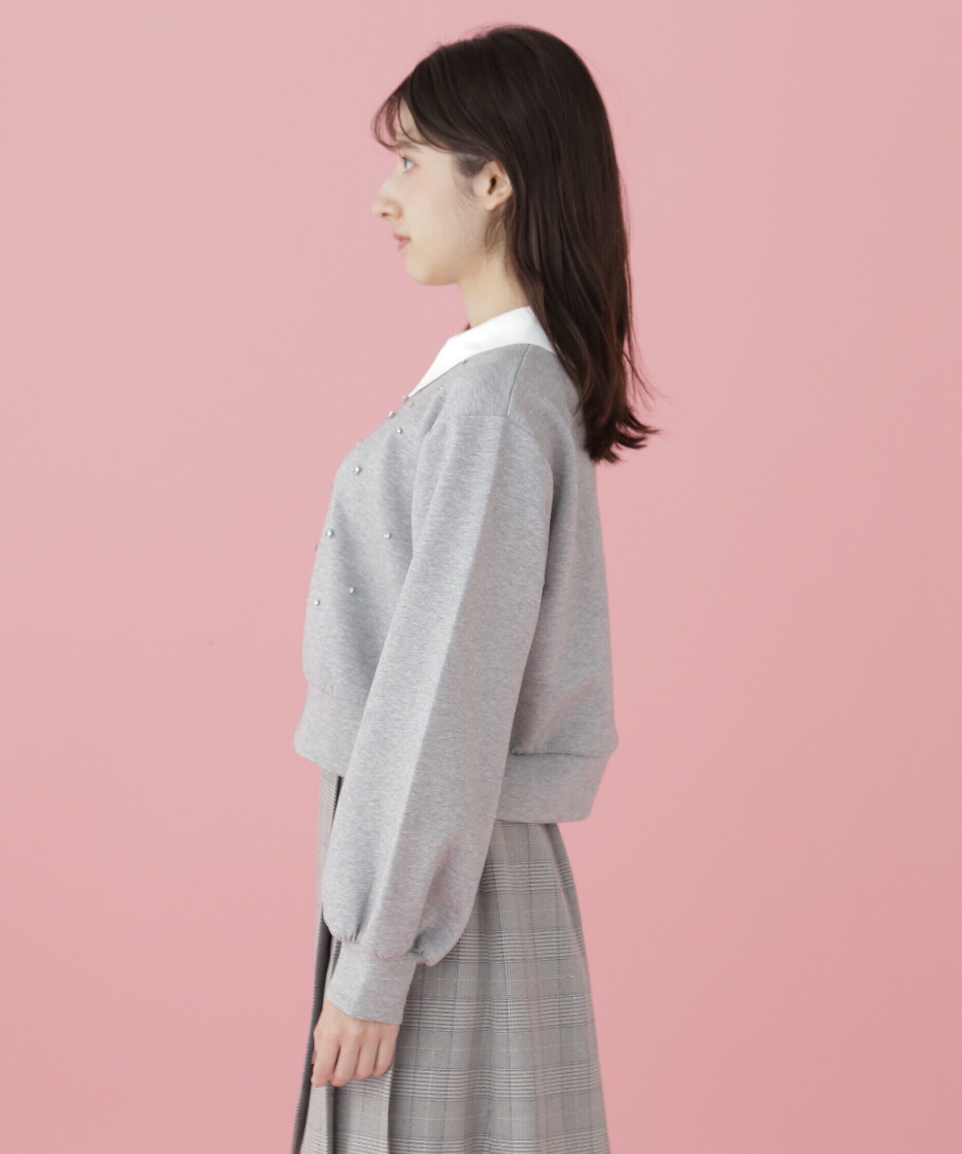  「襟付き2wayビジュースウェット」|Tシャツ・カットソー|