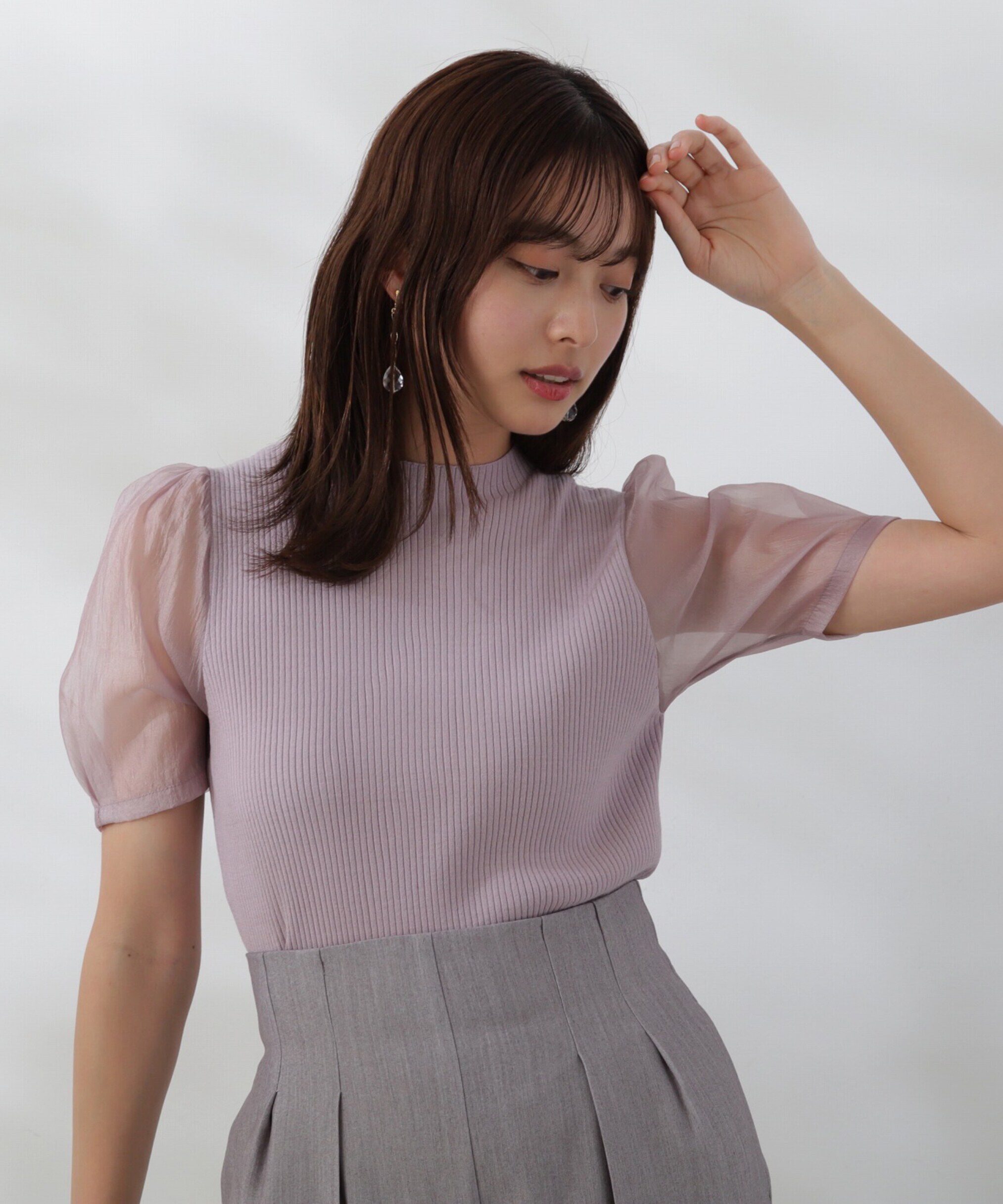 PROPORTION BODY DRESSING「オーガンジースリーブニット」|ニット・セーター|ピンク