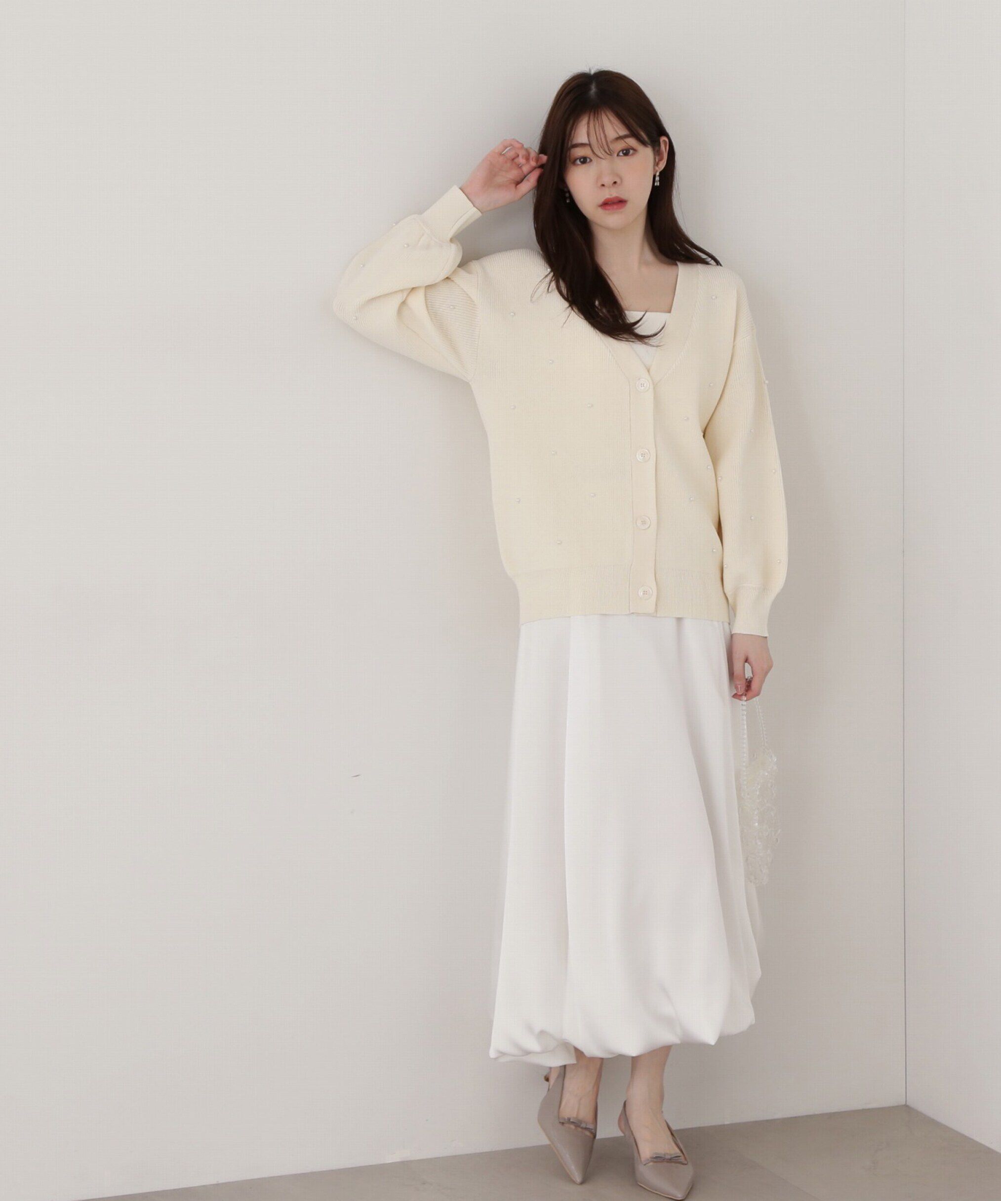 PROPORTION BODY DRESSING「《EDIT COLOGNE》パール調付きルーズカーディガン」|カーディガン|
