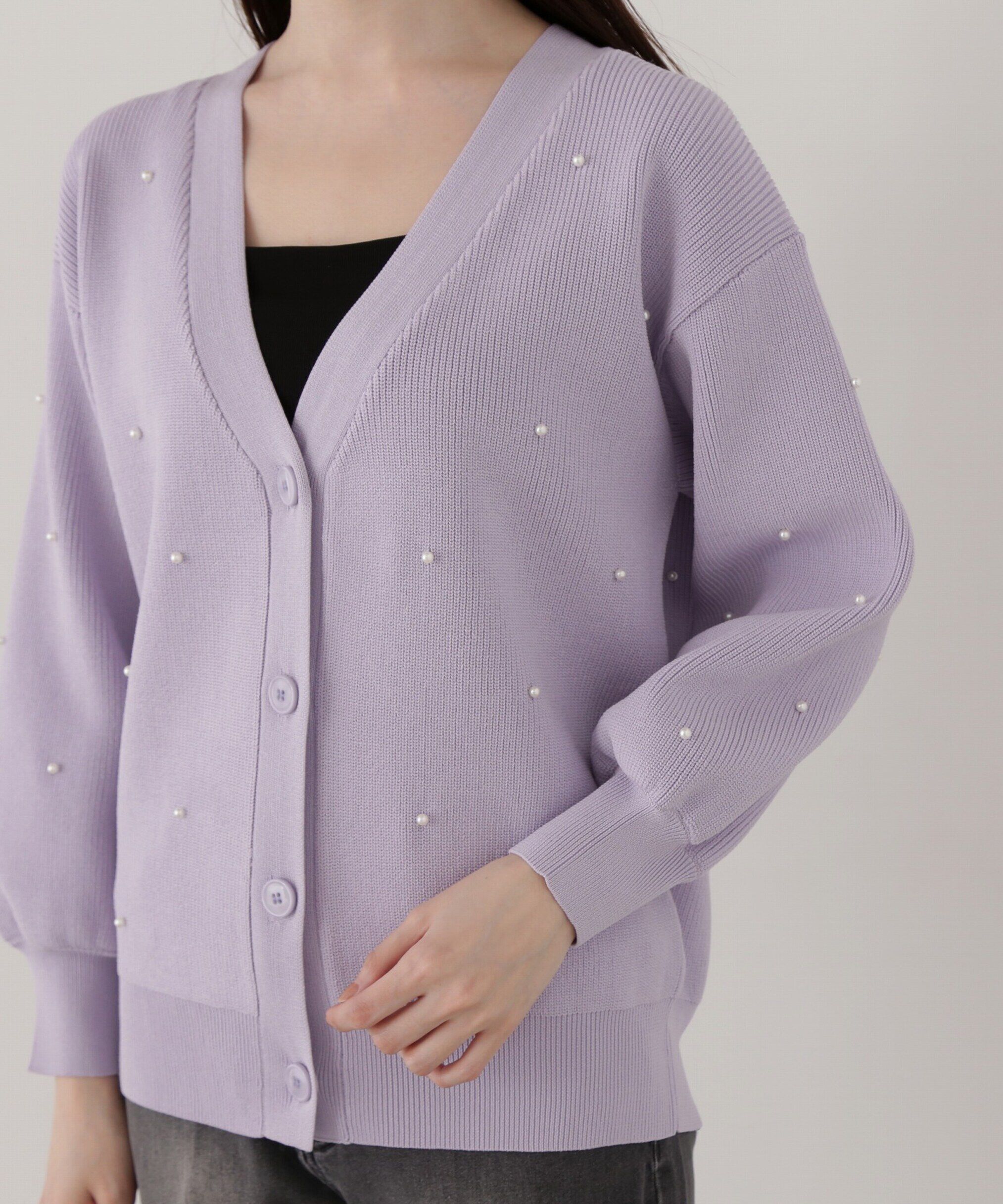 PROPORTION BODY DRESSING「《EDIT COLOGNE》パール調付きルーズカーディガン」|カーディガン|