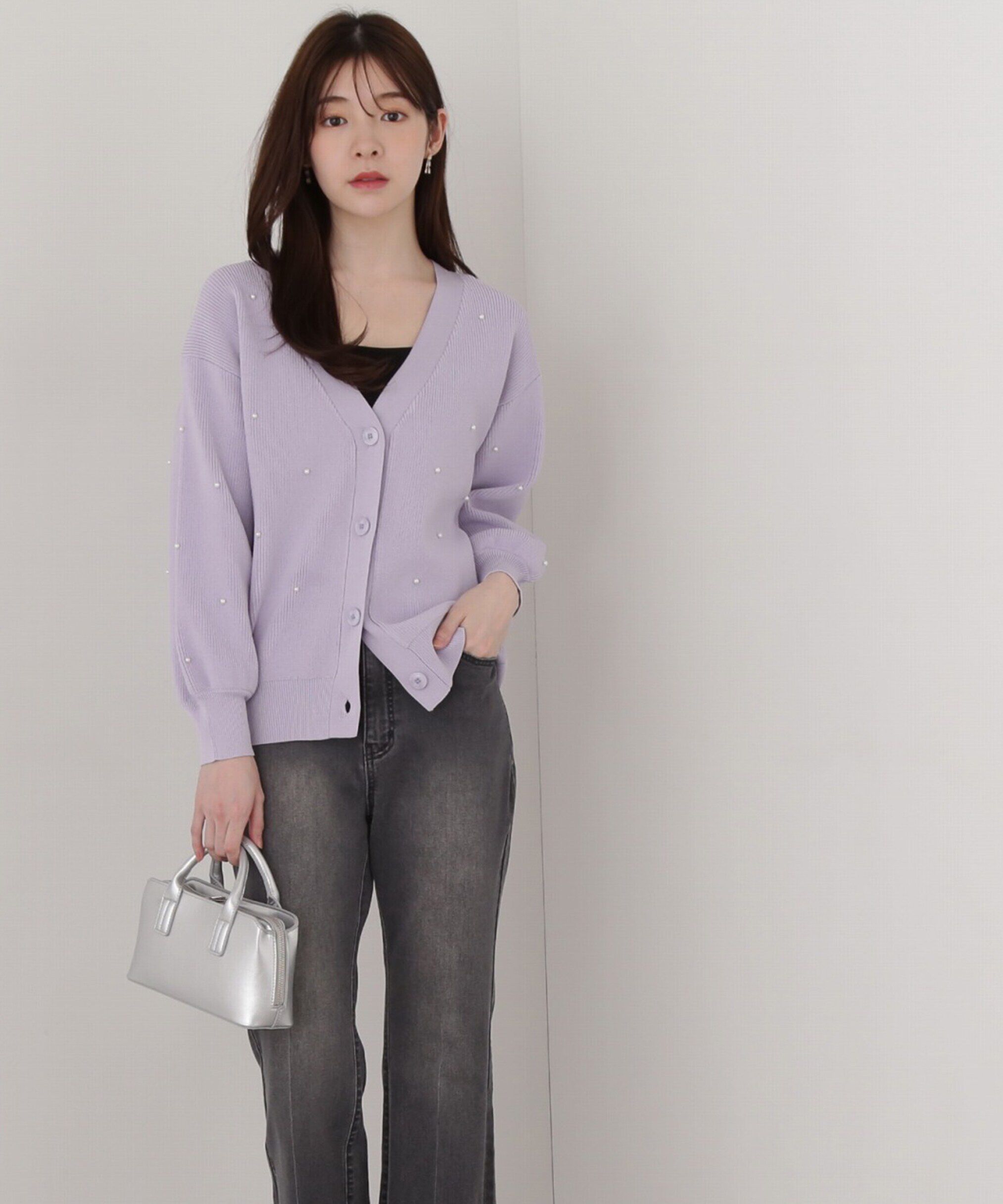 PROPORTION BODY DRESSING「《EDIT COLOGNE》パール調付きルーズカーディガン」|カーディガン|