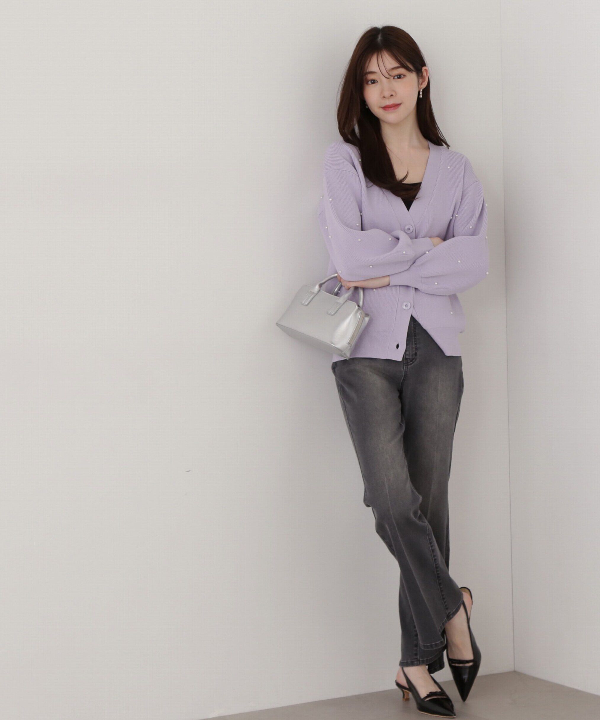 PROPORTION BODY DRESSING「《EDIT COLOGNE》パール調付きルーズカーディガン」|カーディガン|