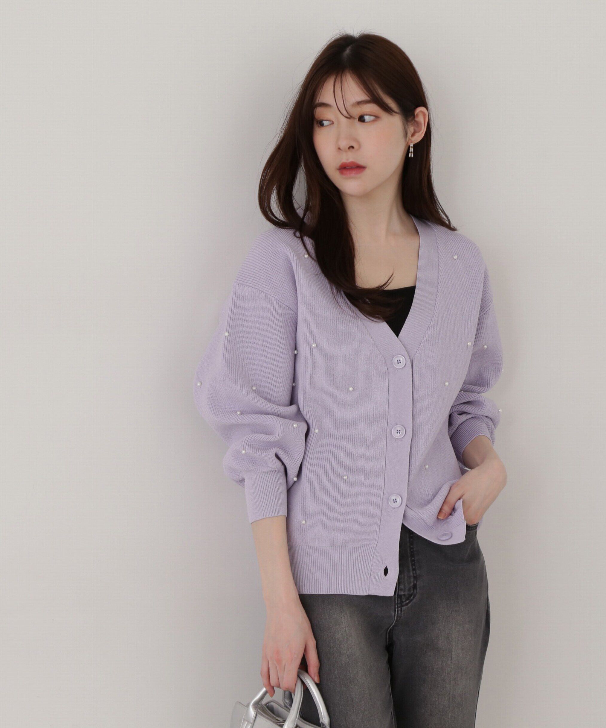 PROPORTION BODY DRESSING「《EDIT COLOGNE》パール調付きルーズカーディガン」|カーディガン|