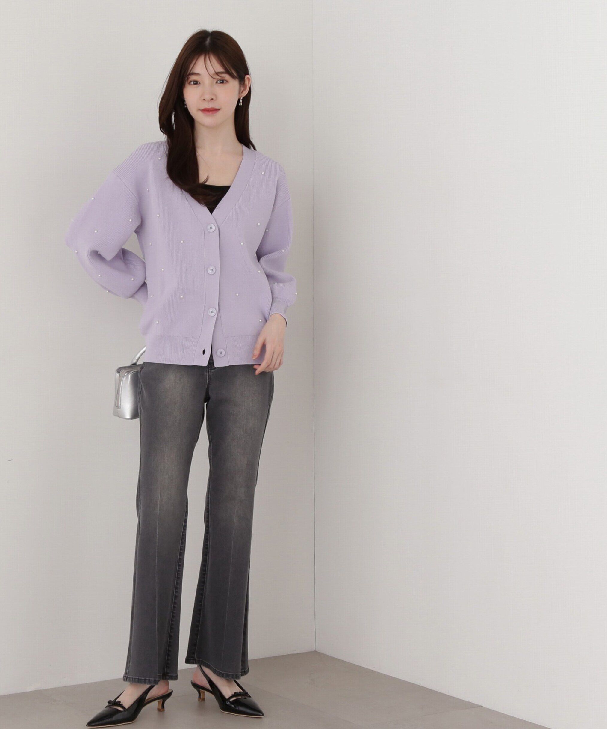 PROPORTION BODY DRESSING「《EDIT COLOGNE》パール調付きルーズカーディガン」|カーディガン|