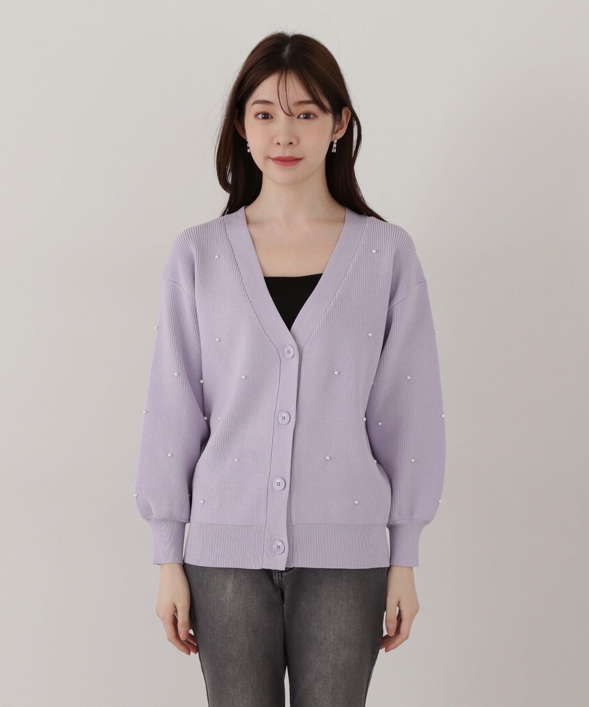 PROPORTION BODY DRESSING「《EDIT COLOGNE》パール調付きルーズカーディガン」|カーディガン|
