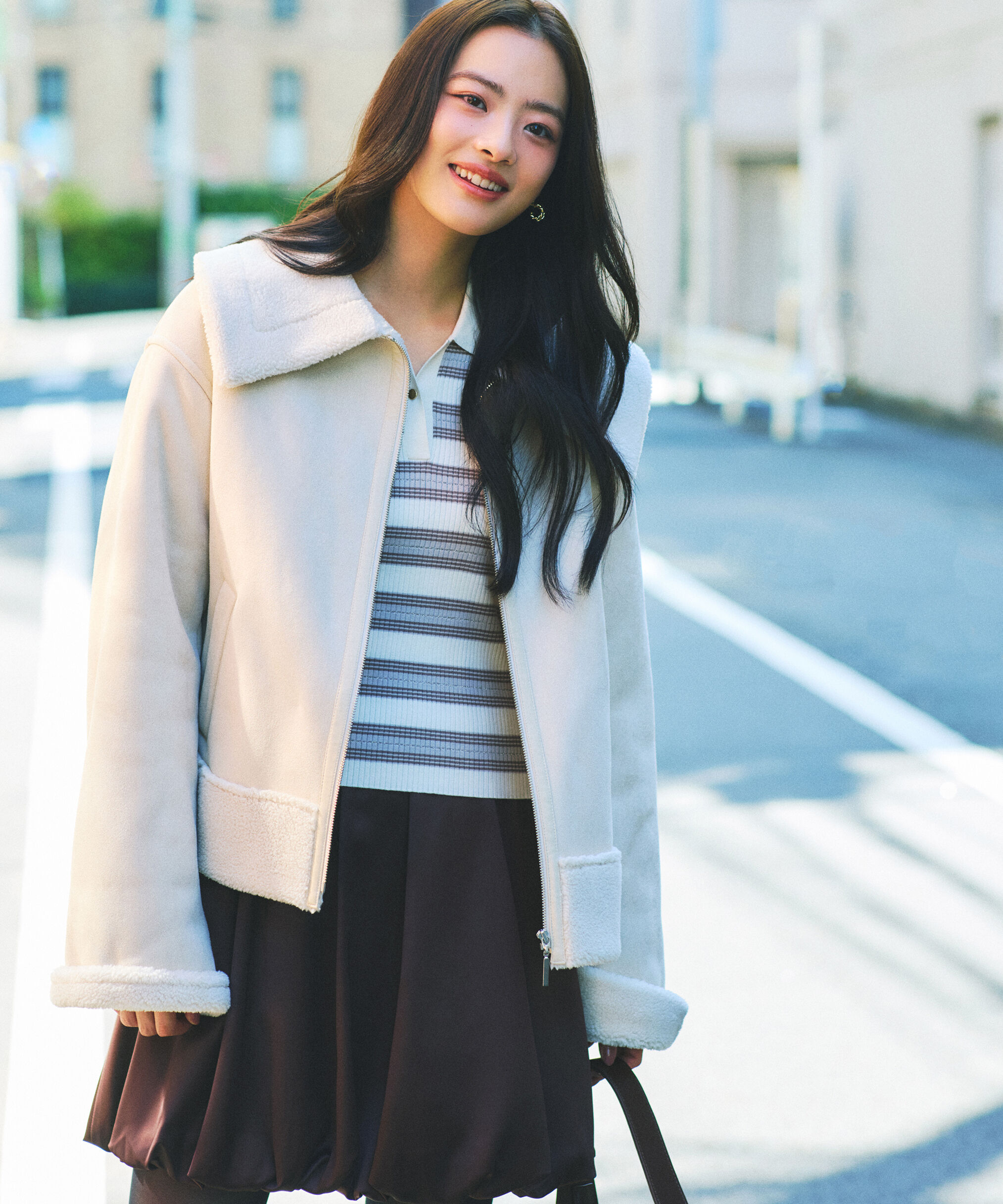 PROPORTION BODY DRESSING「フェイクムートン 25AW」|ブルゾン・スタジャン|ベージュ