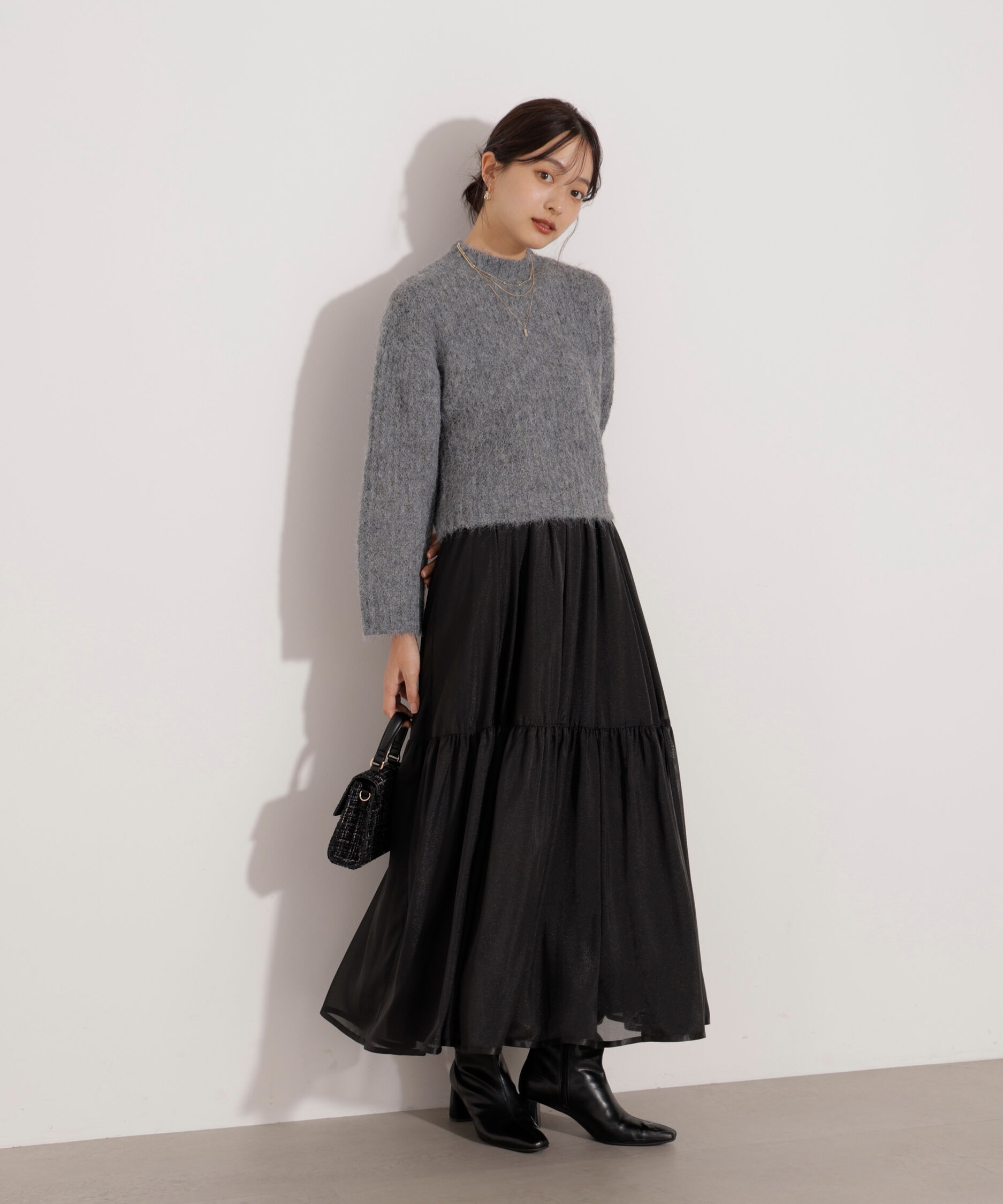 PROPORTION BODY DRESSING「<ウォッシャブル>チュールスリーブボックスニット」|ニット・セーター|