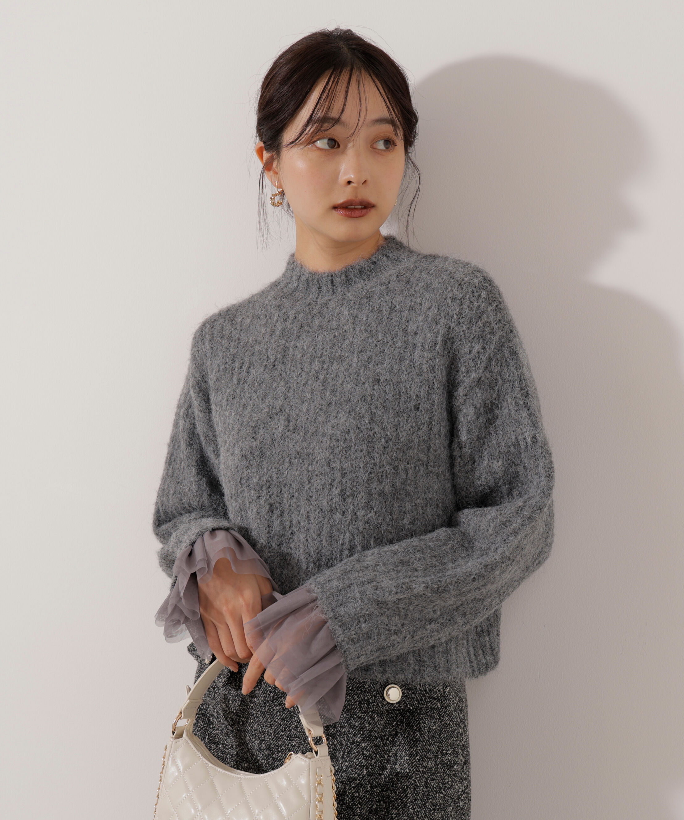 PROPORTION BODY DRESSING「<ウォッシャブル>チュールスリーブボックスニット」|ニット・セーター|