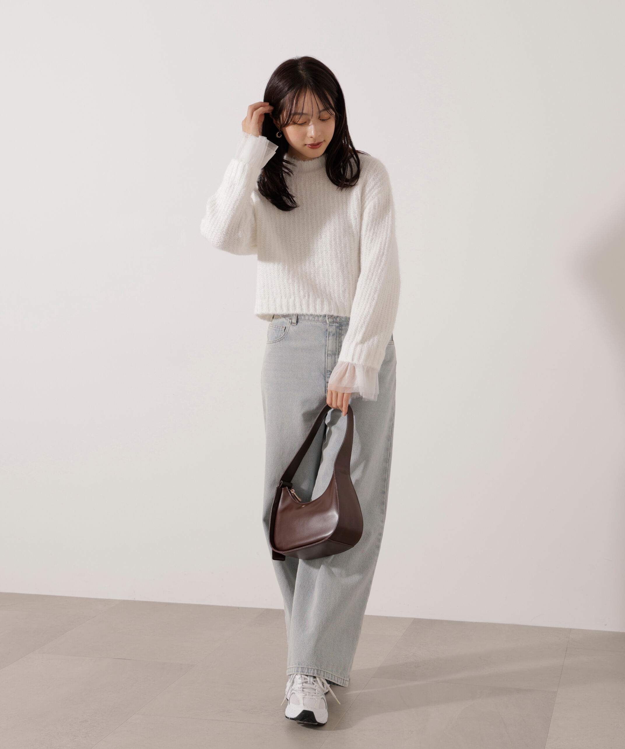 PROPORTION BODY DRESSING「<ウォッシャブル>チュールスリーブボックスニット」|ニット・セーター|