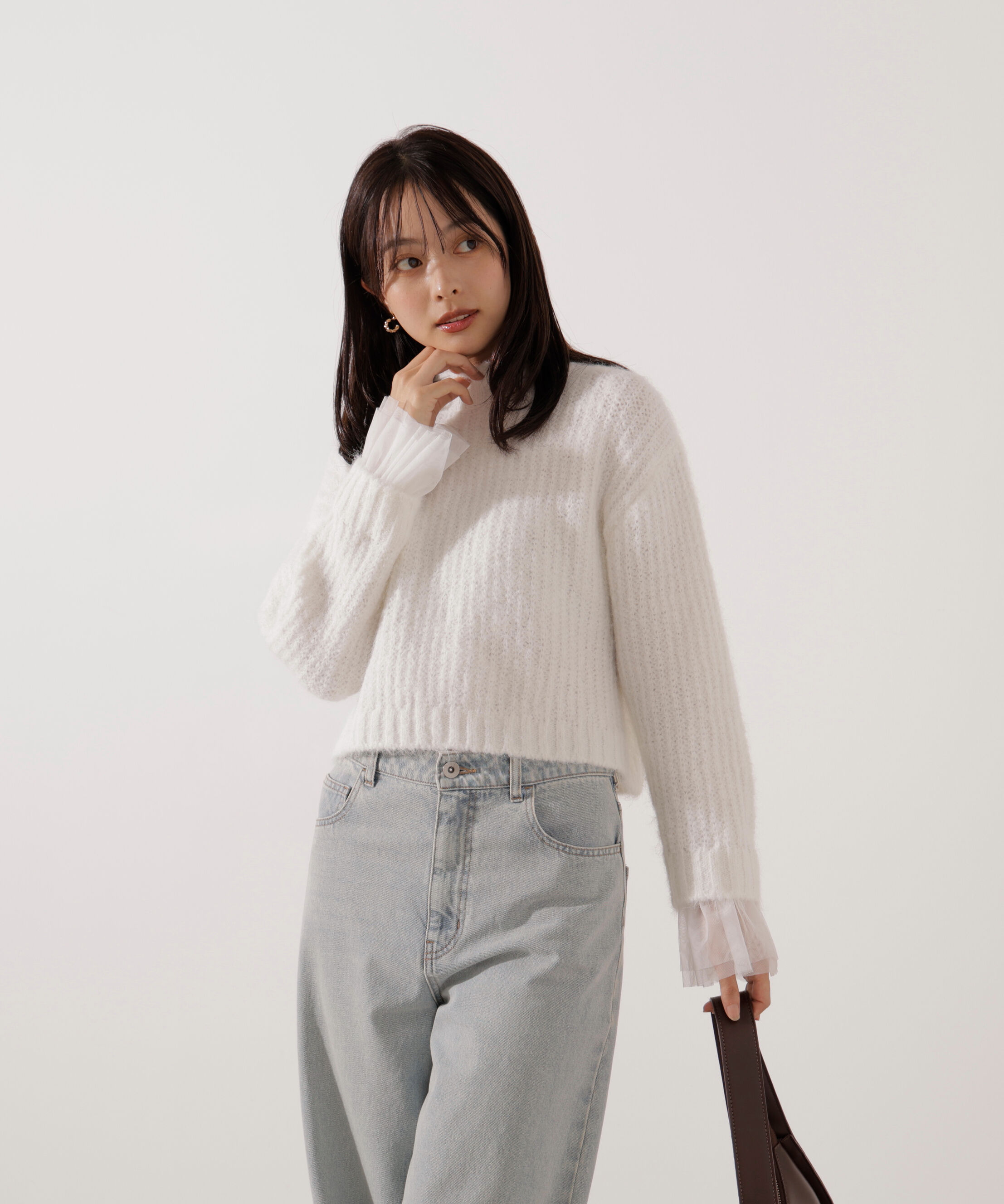 PROPORTION BODY DRESSING「<ウォッシャブル>チュールスリーブボックスニット」|ニット・セーター|