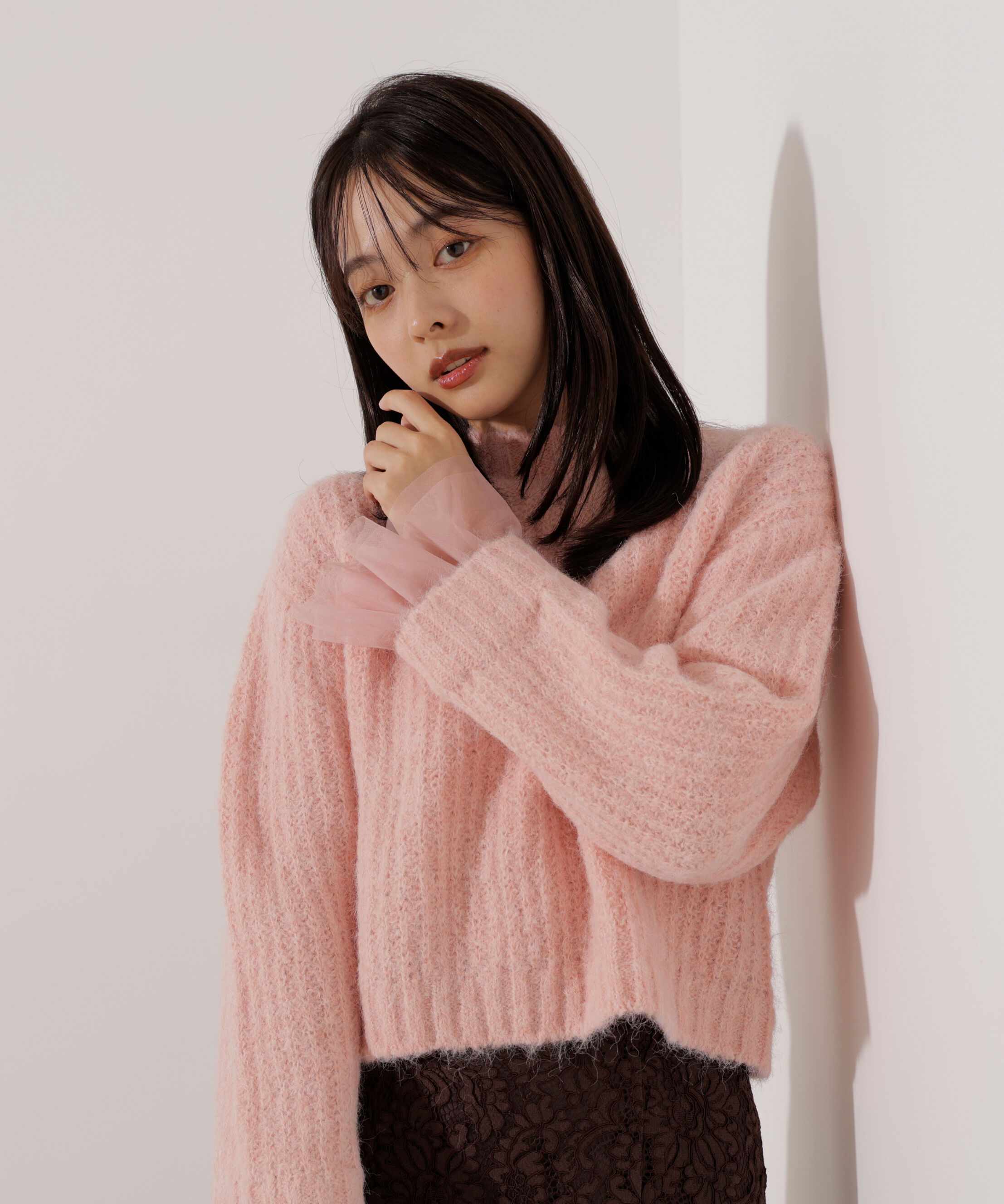 PROPORTION BODY DRESSING「<ウォッシャブル>チュールスリーブボックスニット」|ニット・セーター|コーラルピン