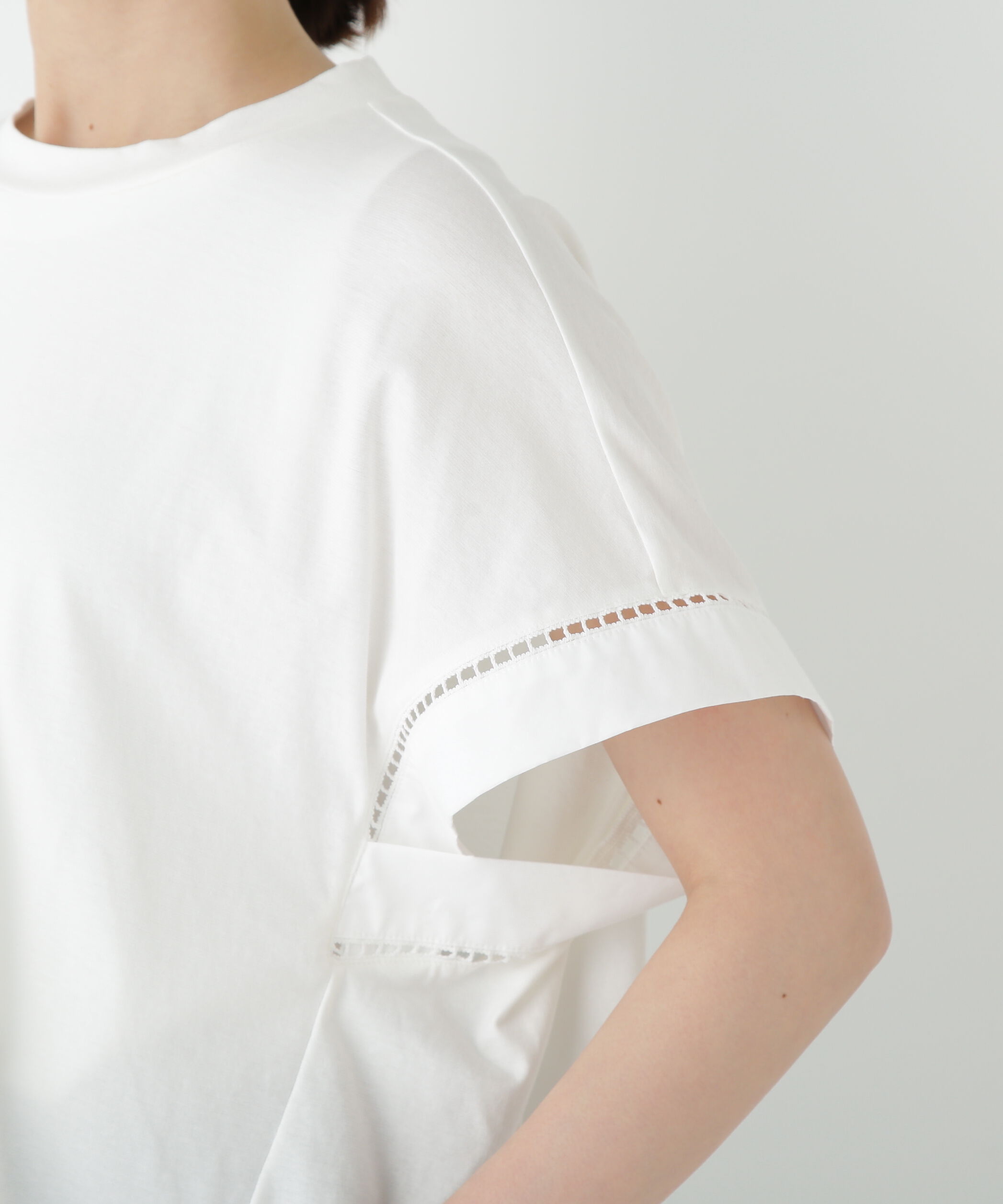  「◆布帛ドッキング半袖プルオーバー」|Tシャツ・カットソー|