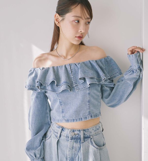 archives「デニムラッフルオフショルブラウス」|シャツ・ブラウス|
