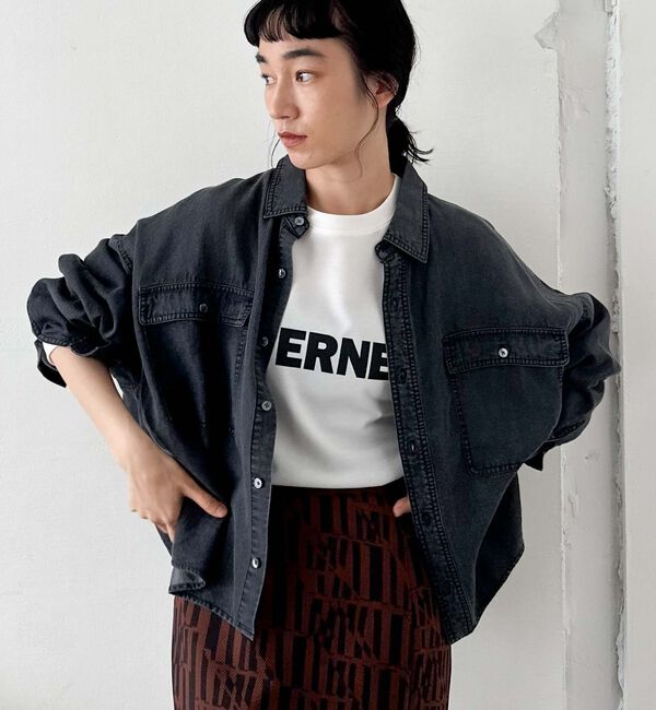 Doux archives「ソフトデニムオーバーシャツ」|シャツ・ブラウス|CHARCOAL GRAY