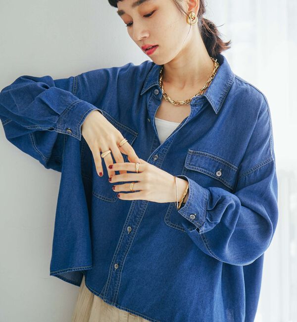 Doux archives「ソフトデニムオーバーシャツ」|シャツ・ブラウス|BLUE