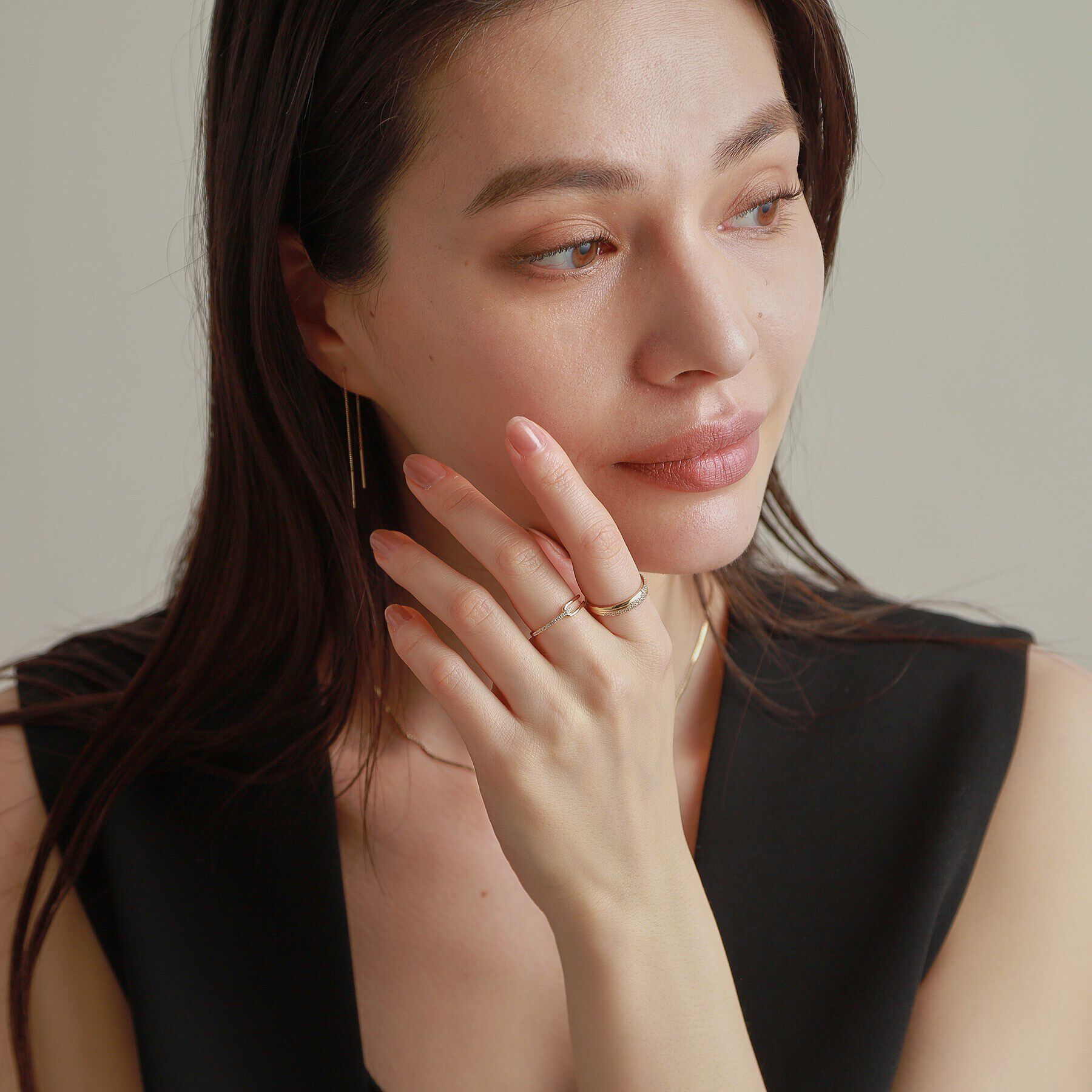 COCOSHNIK「K10ダイヤモンド ハーフノット リング」|リング|