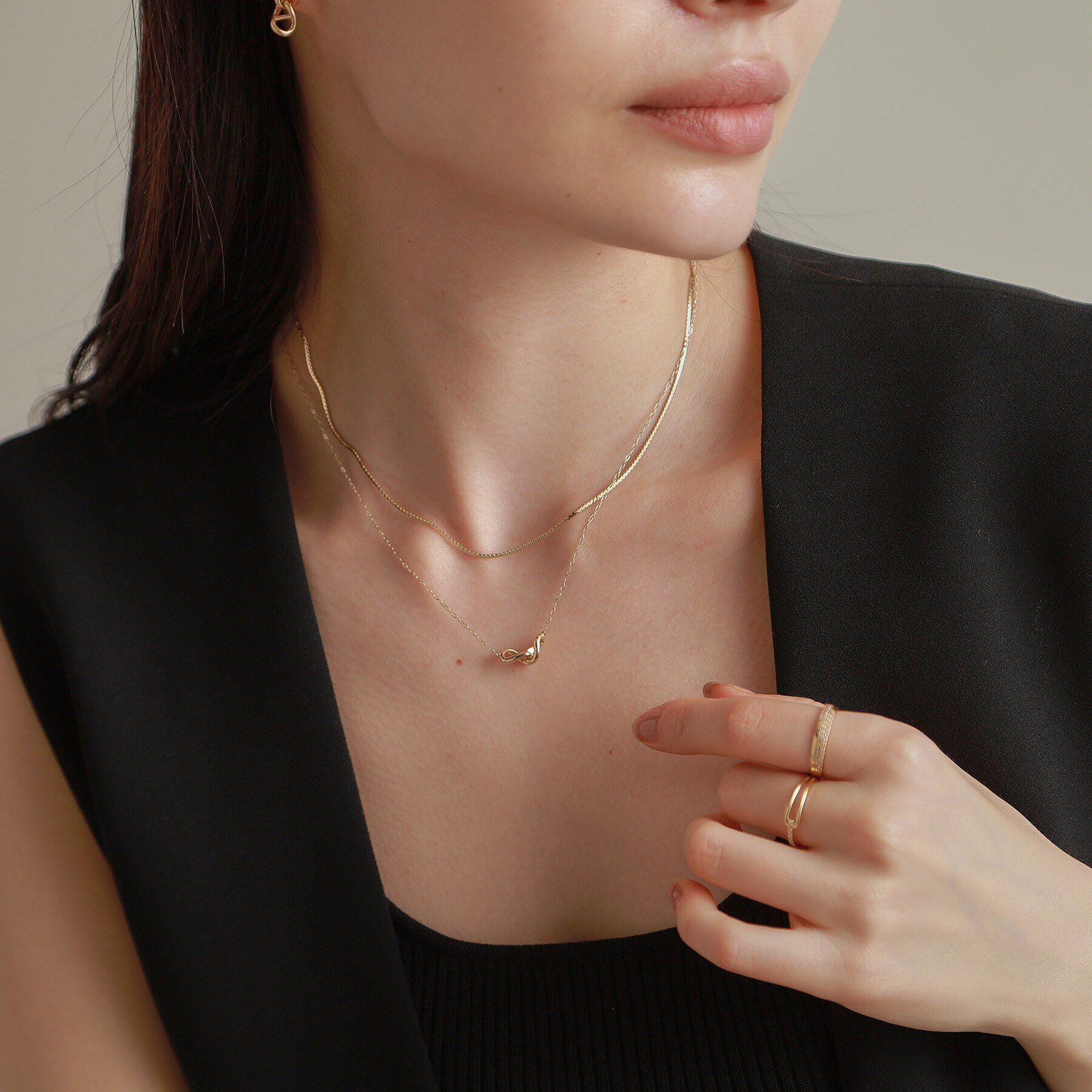 COCOSHNIK「K10ダイヤモンド ハーフノット リング」|リング|