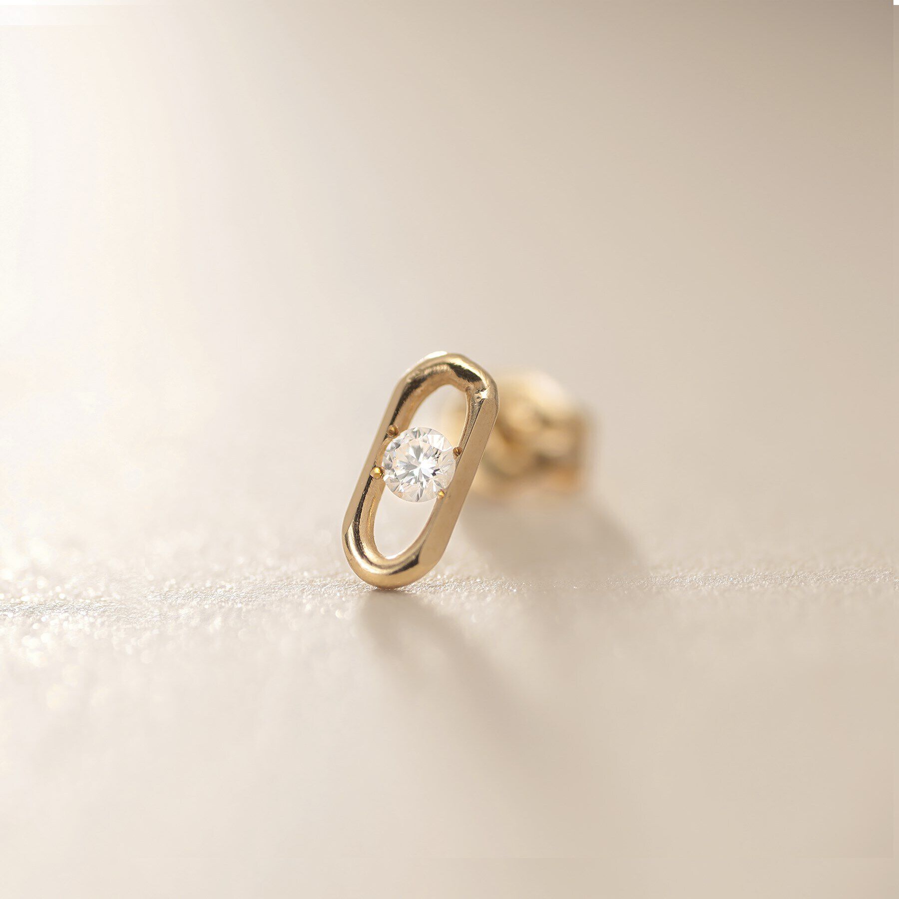 COCOSHNIK「K18ダイヤモンド ロングカットアズキチェーン スタッドピアス」|ピアス|