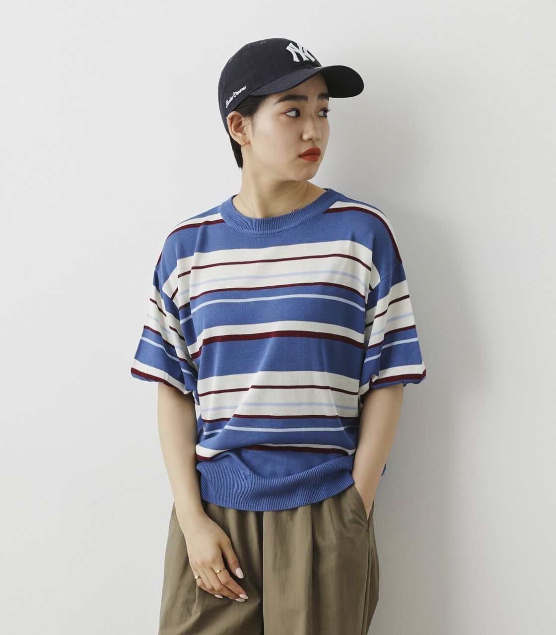 RODEO CROWNS「（WEB限定）マルチボーダーサマーニットトップス」|ニット・セーター|柄BLU5