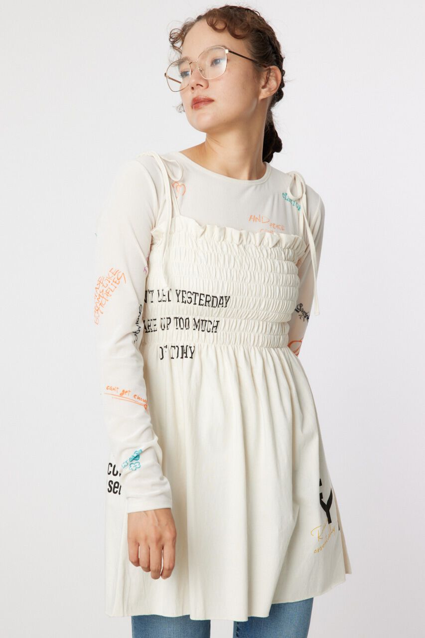 RODEO CROWNS「ランダムテキストシャーリングキャミチュニック」|キャミソール|IVOY3