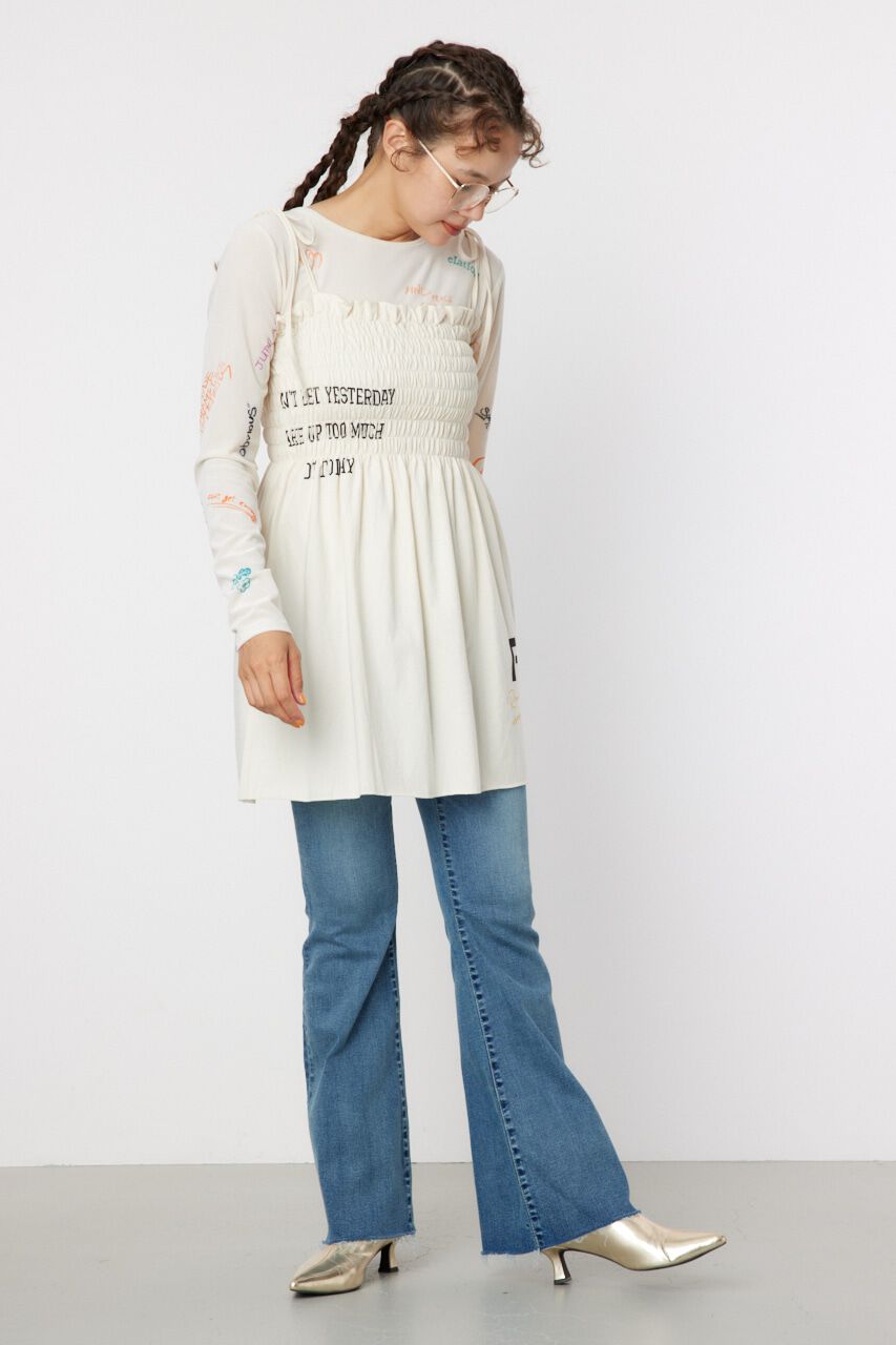 RODEO CROWNS「ランダムテキストシャーリングキャミチュニック」|キャミソール|