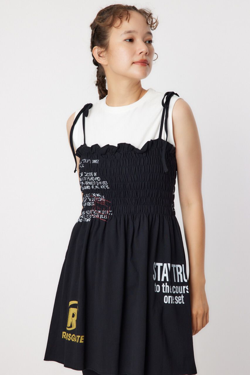 RODEO CROWNS「ランダムテキストシャーリングキャミチュニック」|キャミソール|