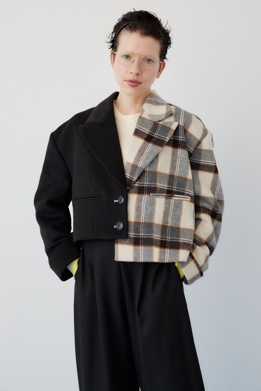 HeRIN.CYE「Bi color asymmetry jacket」|その他|柄BLK5