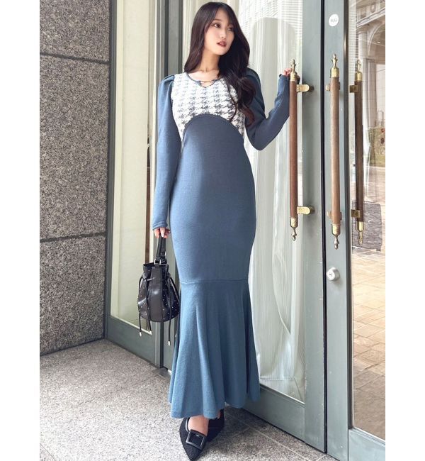 RESEXXY「ハウンドトゥースマーメイドニットワンピース」|ワンピース|