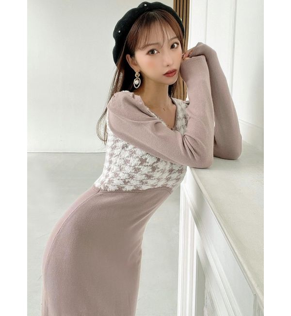 RESEXXY「ハウンドトゥースマーメイドニットワンピース」|ワンピース|